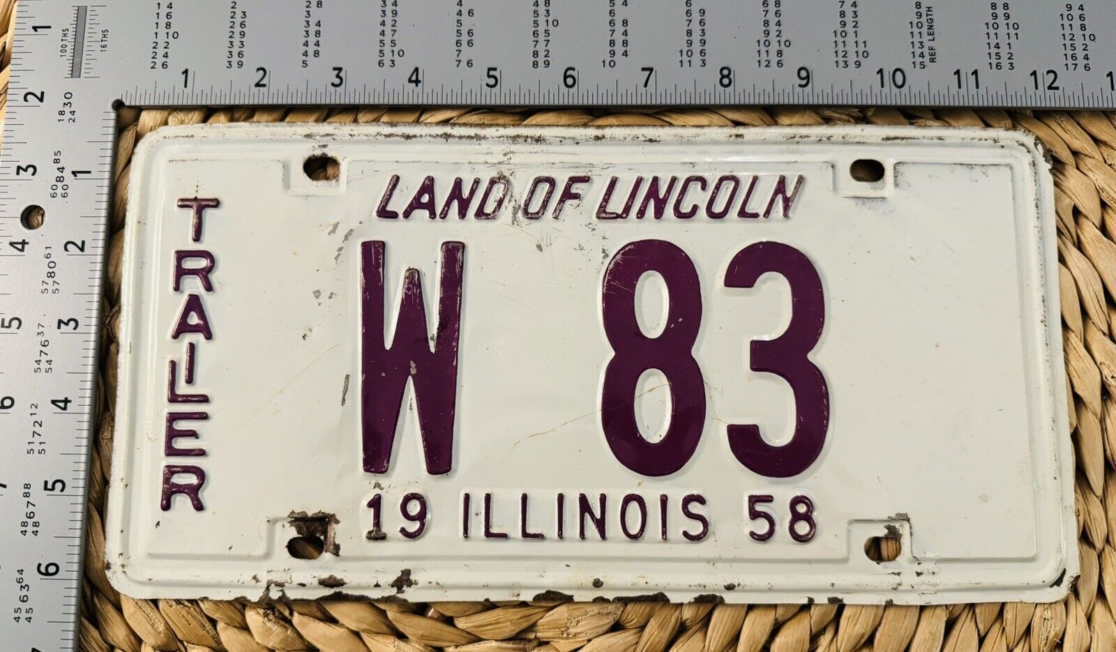 1958 Illinois TRAILER License Plate ALPCA Garage Decor AACA 83 Low Number