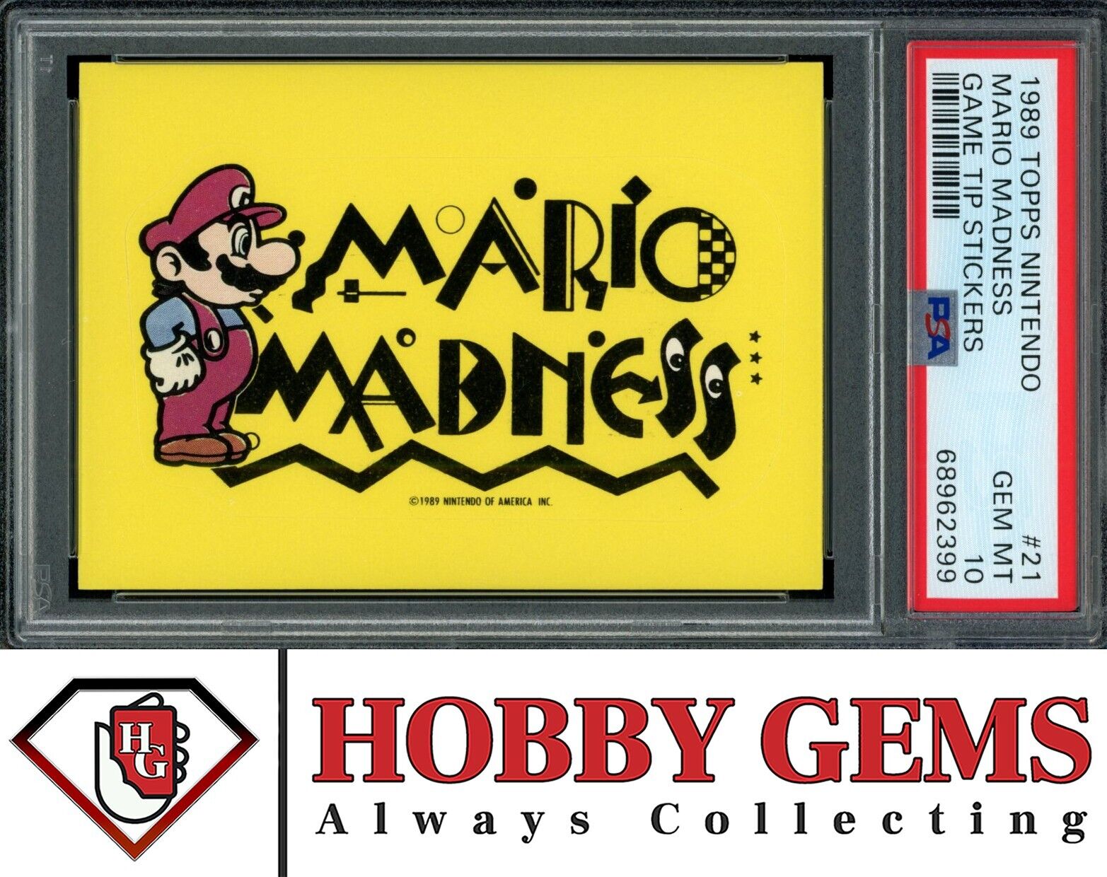 MARIO MADNESS PSA 10 1989 Topps Nintendo Game-Tip Sticker #21