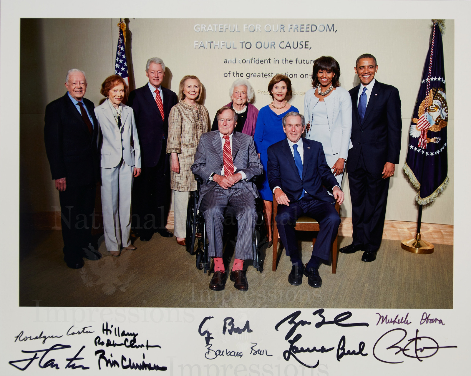 5 Presidents and Wives Signed White House  REPRINT 8x10