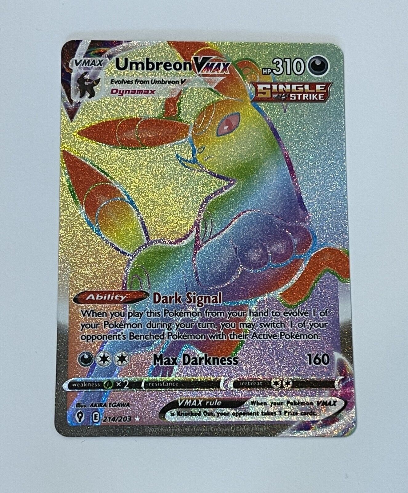 Pokémon TCG Umbreon VMAX Evolving Skies 214/203 Holo Secret Rare