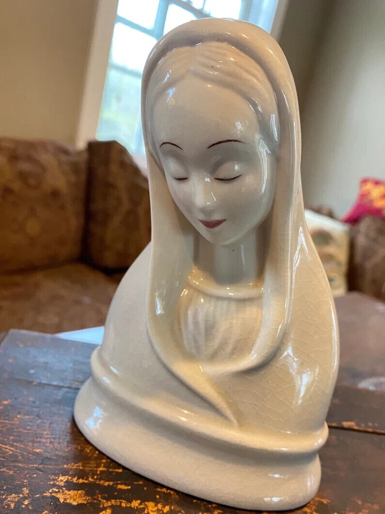 antique statue of fine bone china religious praying mother Mary Madonna
