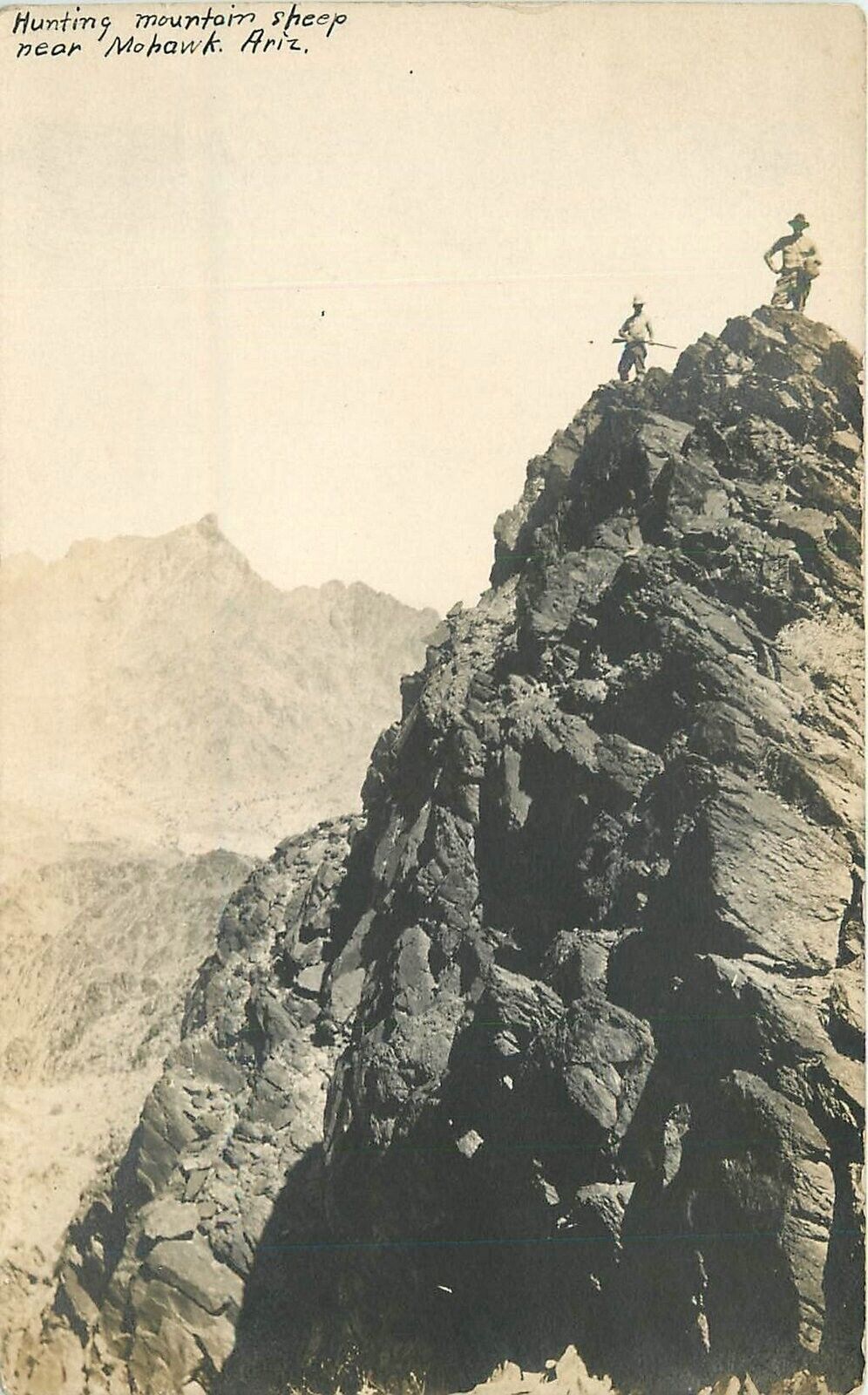 Postcard RPPC Arizona Mohawk Hunting Mountain Sheep 23-1435