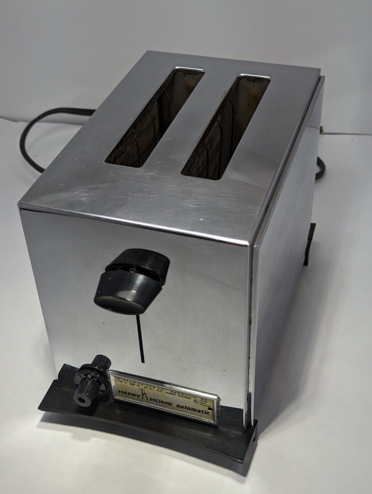 Vintage McGraw Edison Happy Home Toaster Chrome Tested