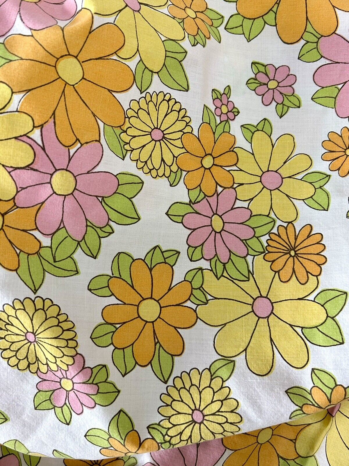 VTG J. P. Stevens & Co. Twin Flat sheet cotton/poly hippy retro groovy floral