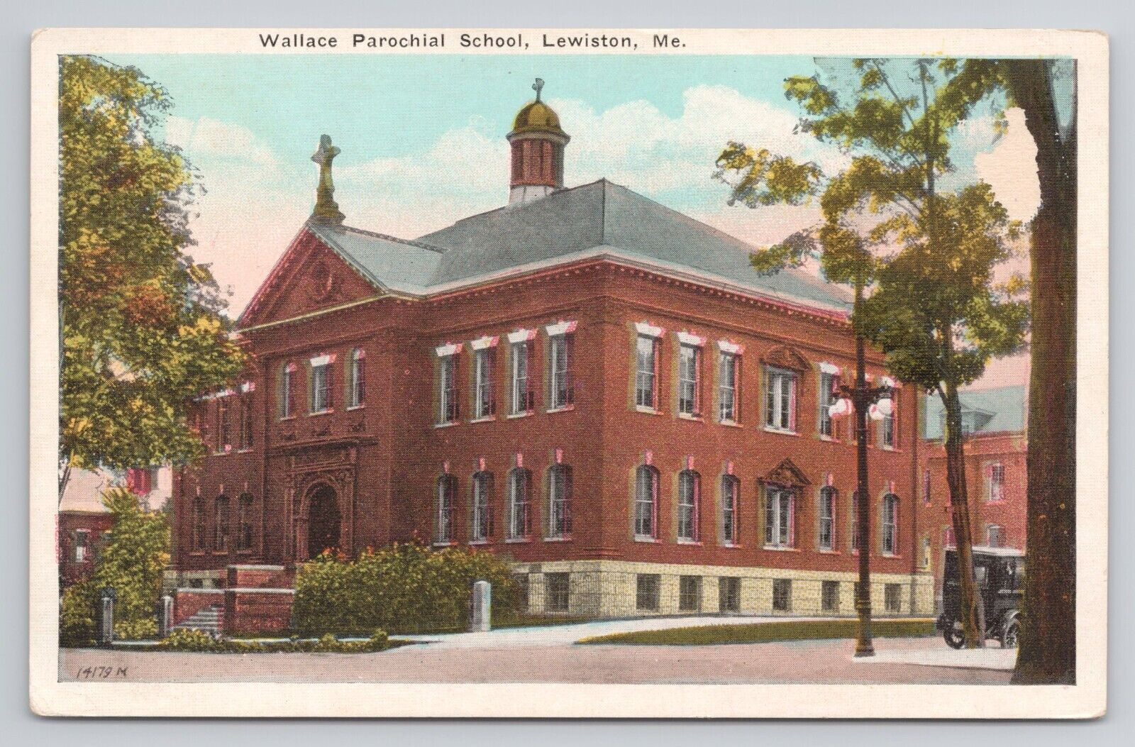 Postcard Wallace Parochial School Lewiston Maine