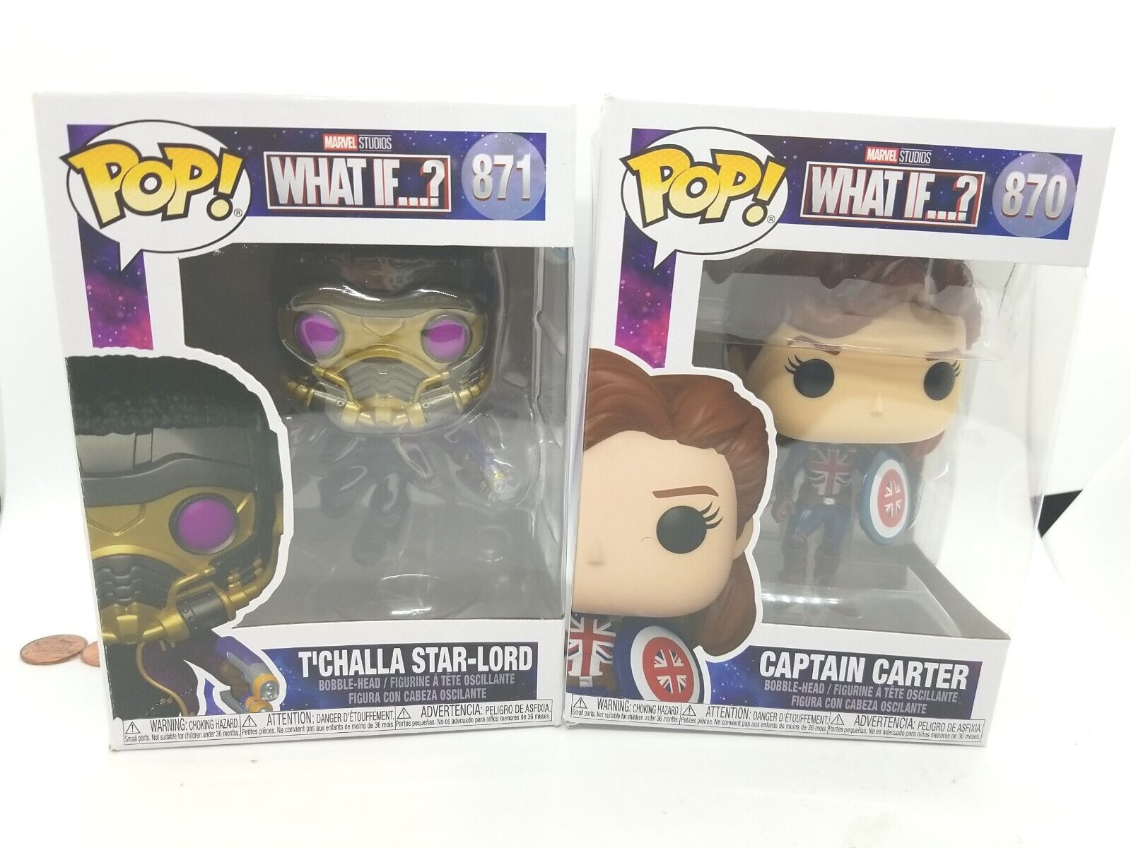 2 FUNKO POP: What If? - T\'Challa Star -Lord  &  CAPTAIN CARTER  2021  New
