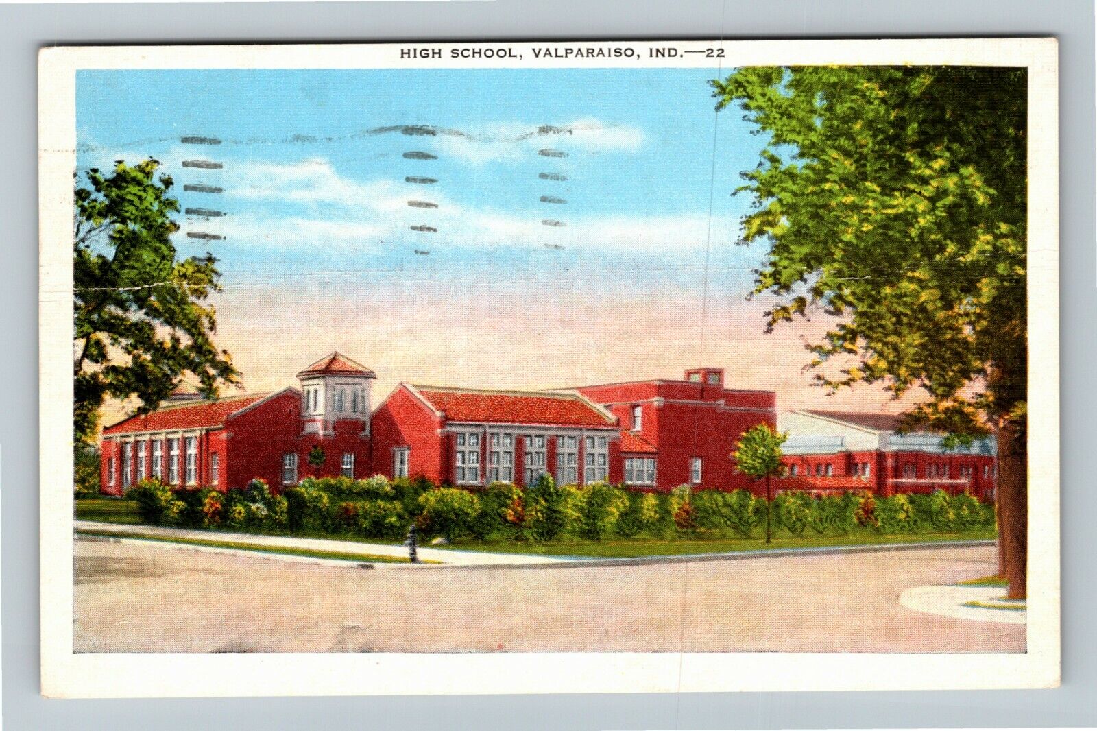 Valparaiso IN Indiana, High School c1946 Vintage Souvenir Postcard