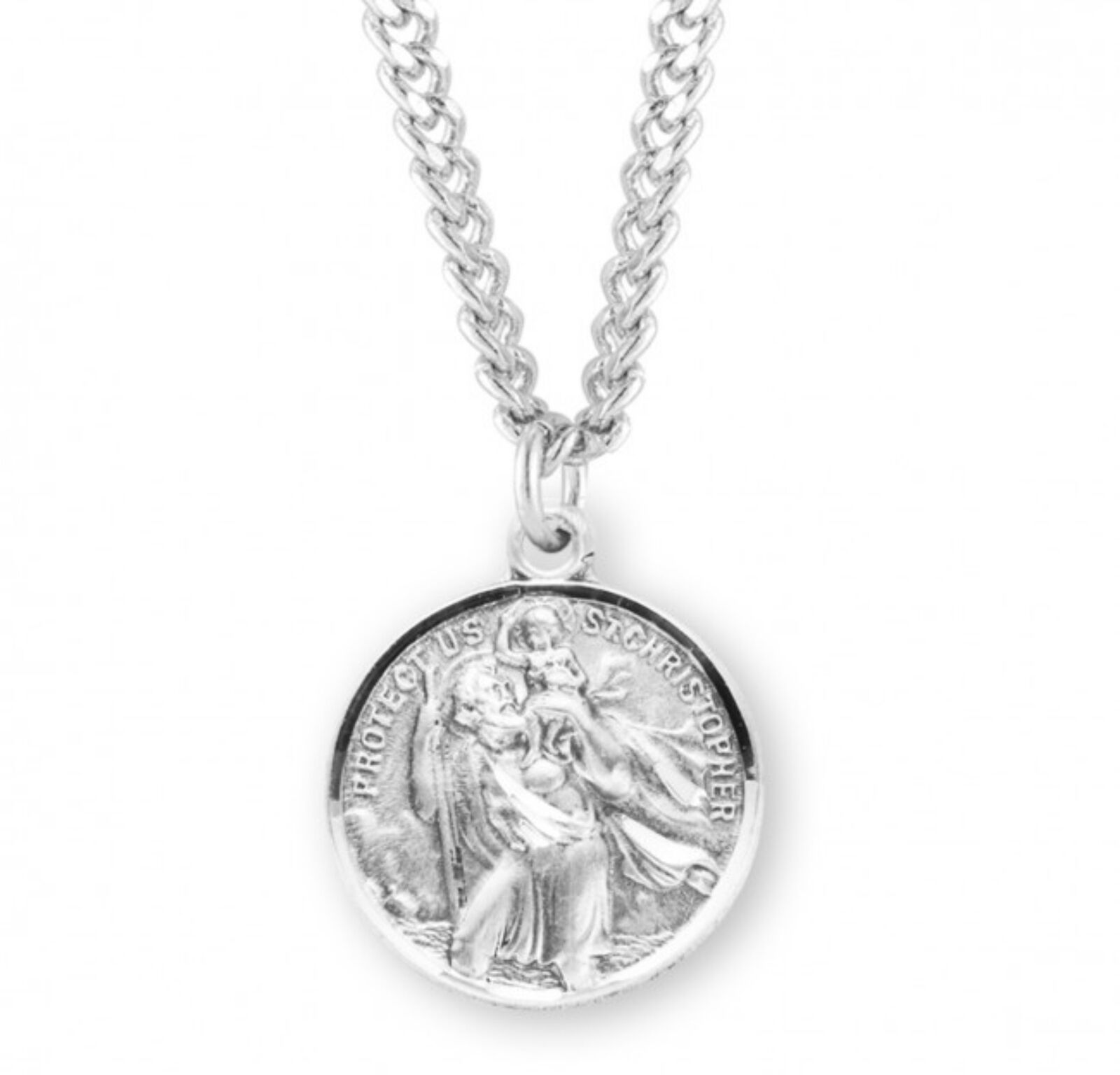 N.G. Sterling Silver St Christopher and St Raphael Medal on 24 Inch Chain