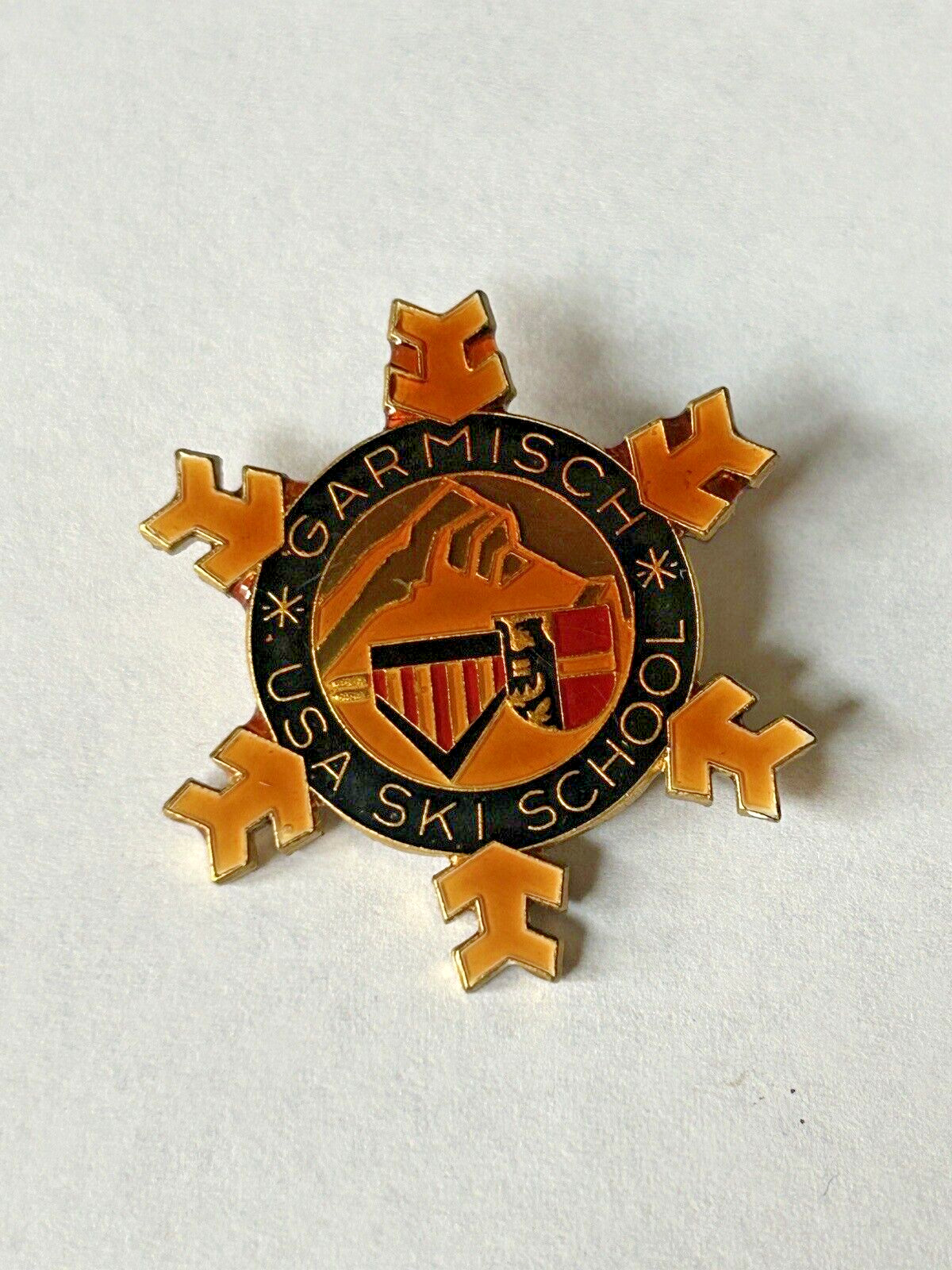 Vintage Garmisch Germany USA Ski School Lapel Pin Badge