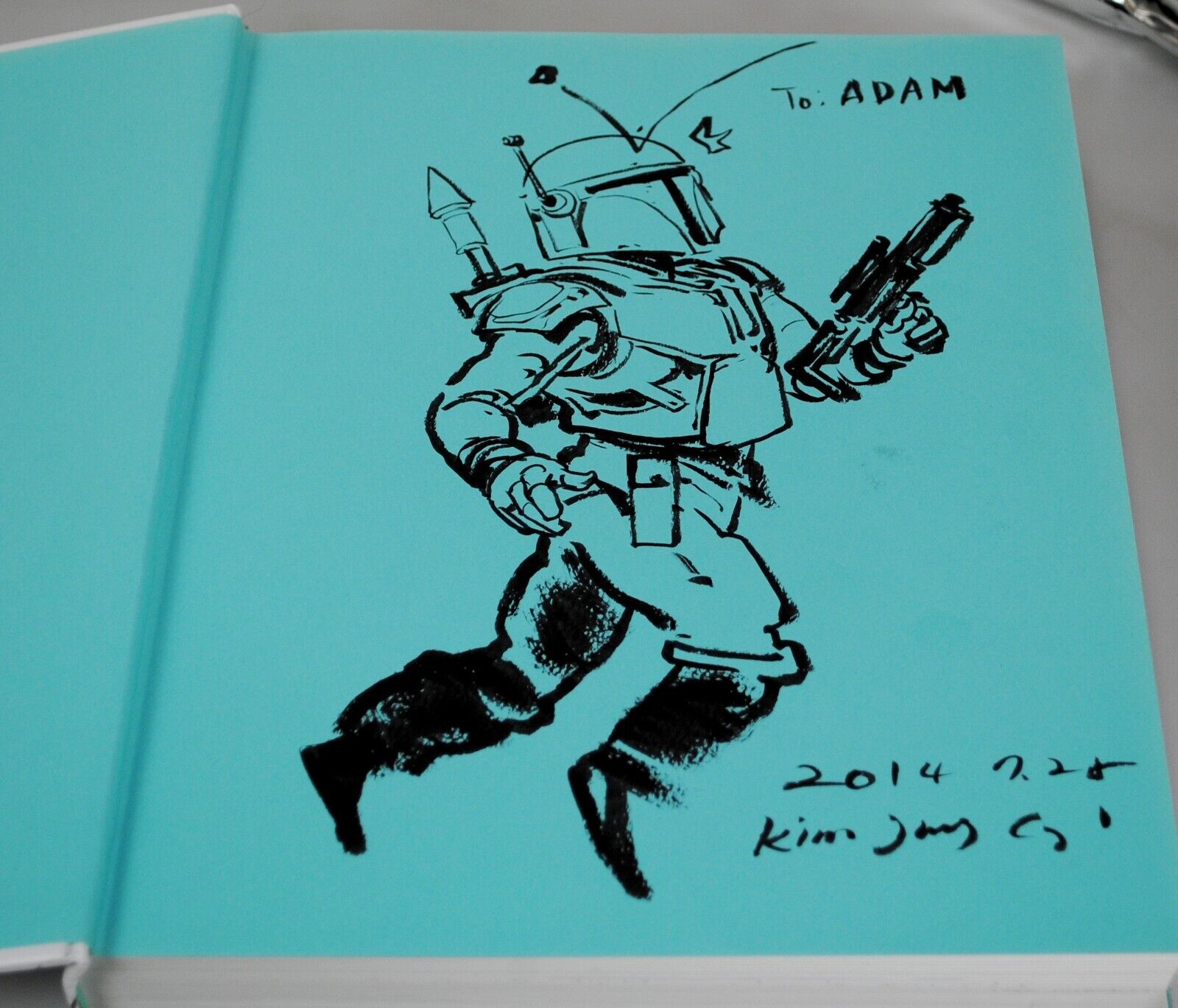 SIGNED SKETCH Kim Jung-Gi 2011 Sketch Collection Artbook Hardcover Boba Fett 