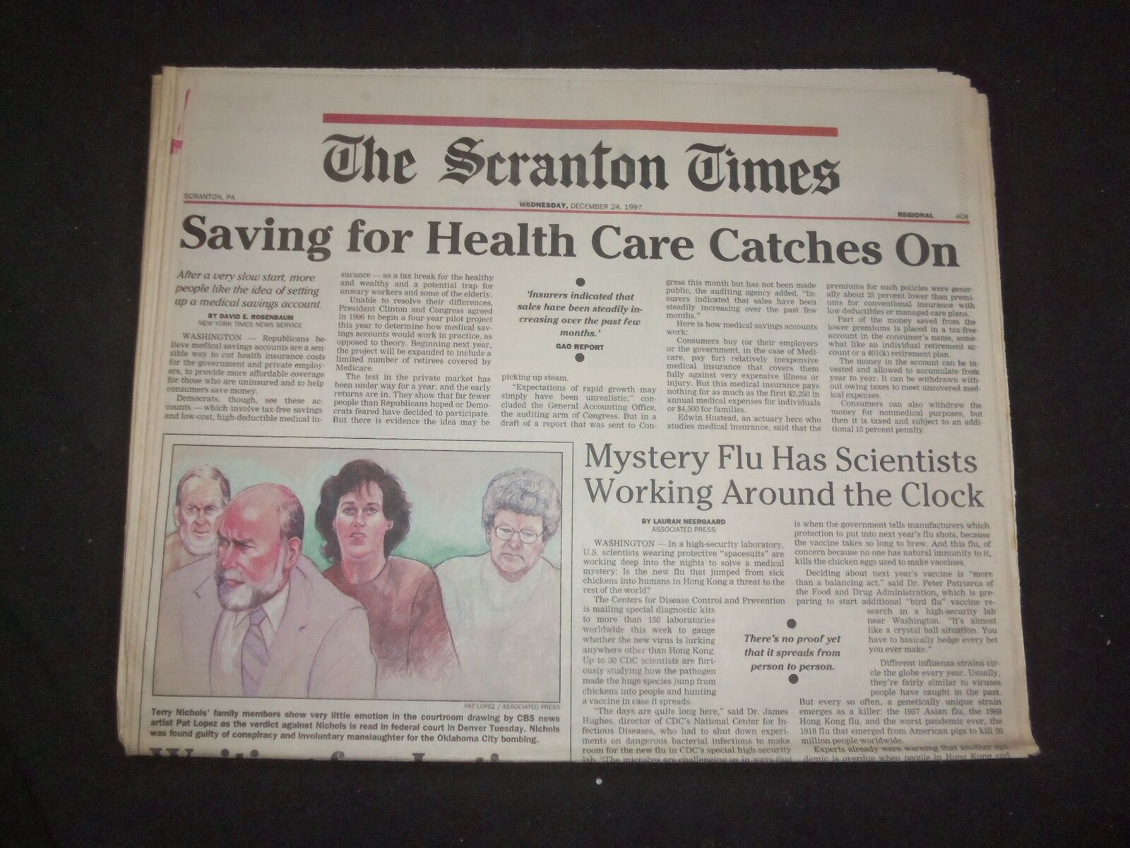 1997 DECEMBER 24 THE SCRANTON TIMES NEWSPAPER - SAVING FOR HEALTH CARE - NP 8375