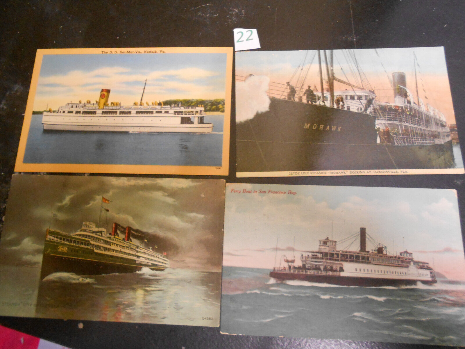 Lot # 22~ 4 Piece Lot, Vintage Ship Post Card 1909-Up