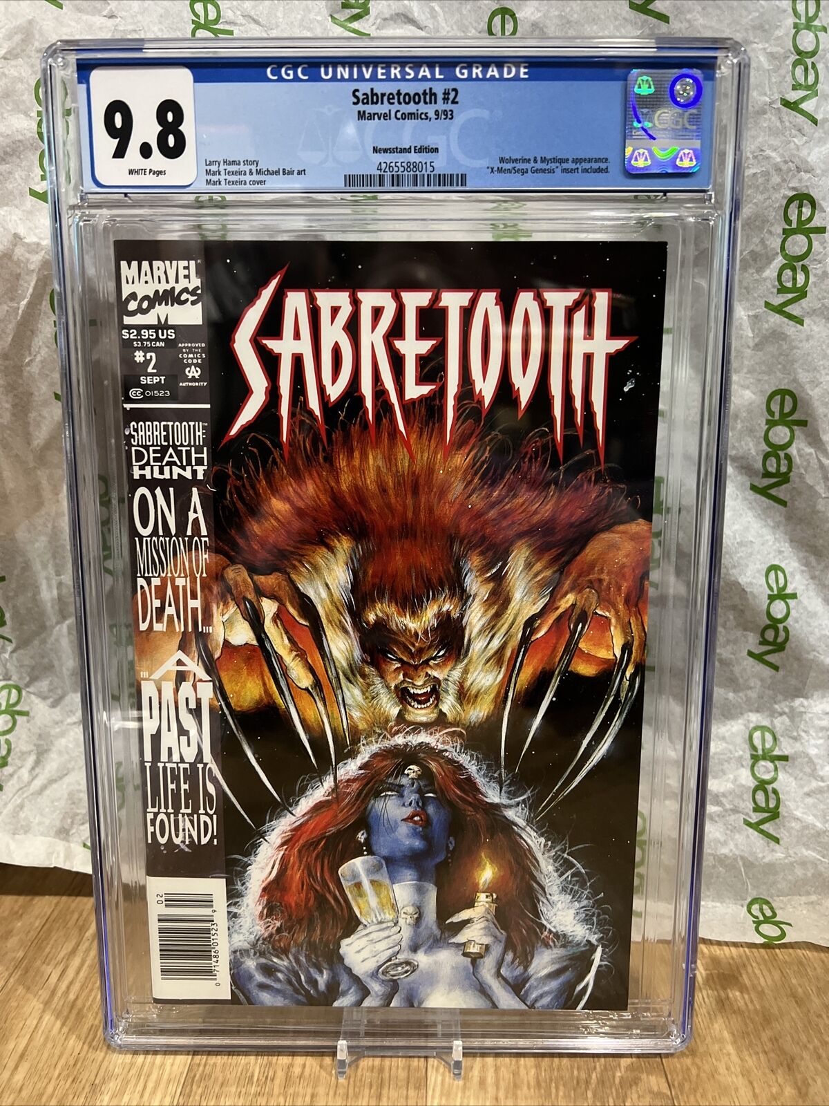 Sabretooth #2 CGC 9.8 Death Hunt 1993 Mystique  Amricons Comic Newsstand Marvel
