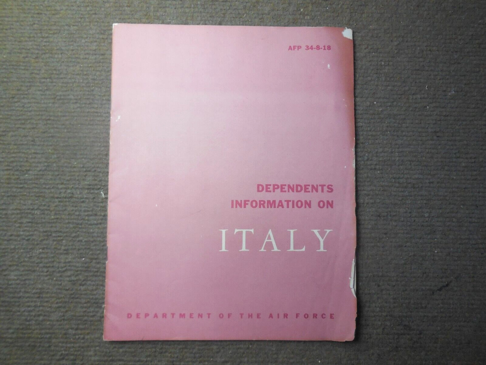 1957 USAF Dependents Information on Italy Pamphlet