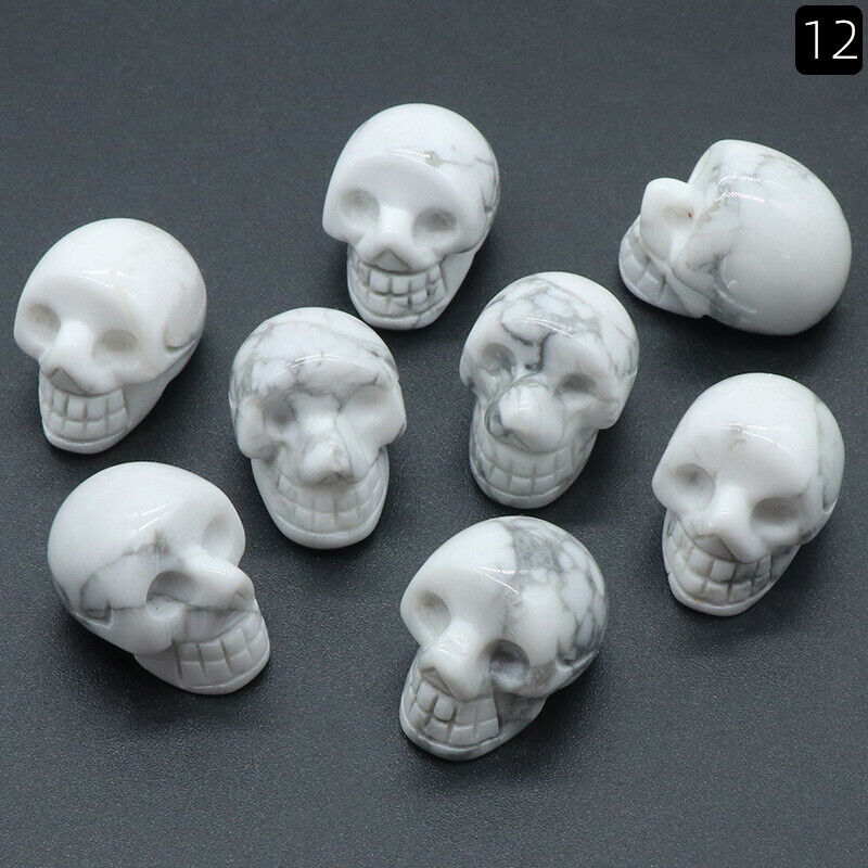 10pcs White Turquoise Gemstone Crystal Carved Head Skull Ornament Home Decor