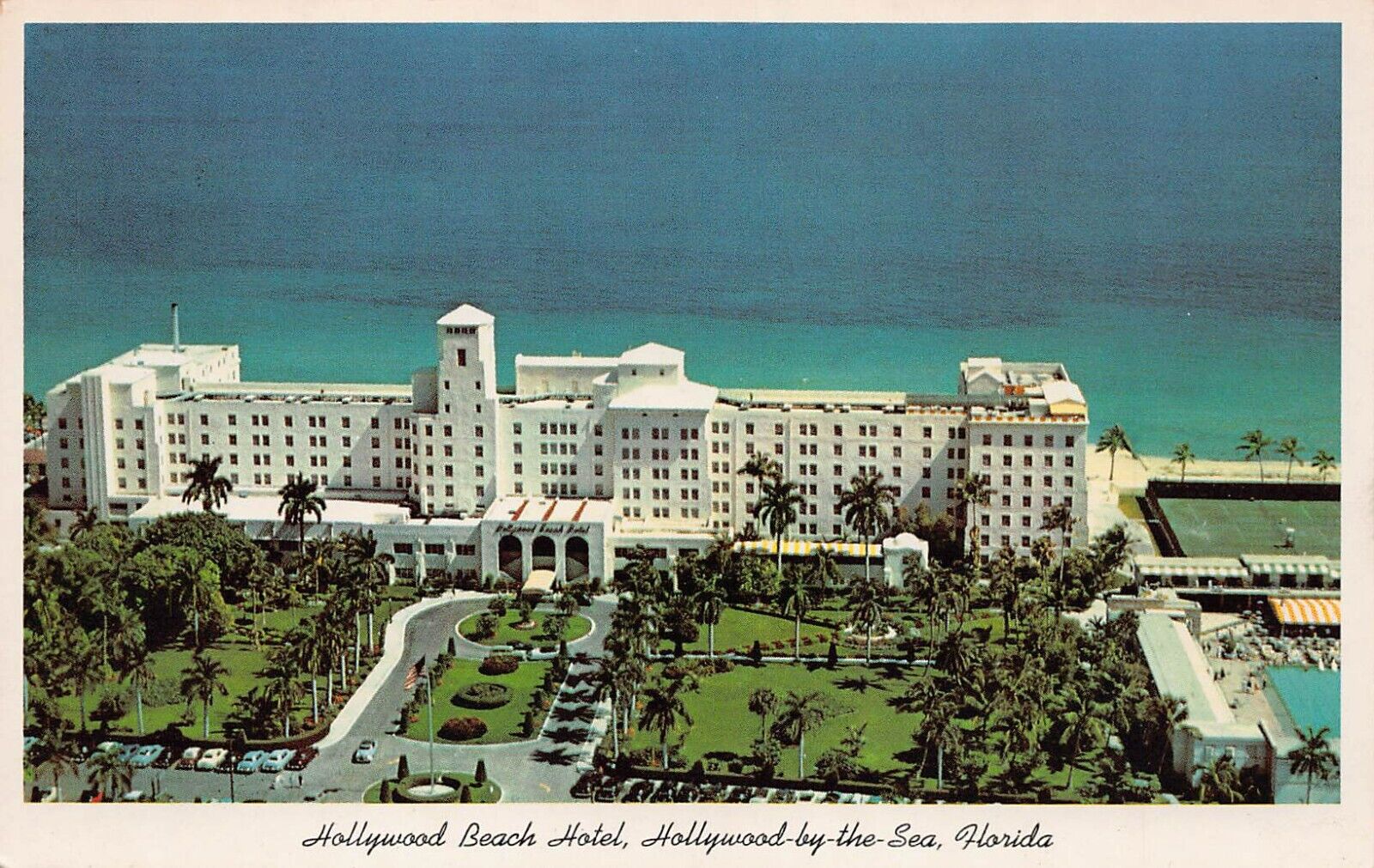 Hollywood FL Florida By The Sea Beach Hotel Aerial Luxury Pool Vtg Postcard R7