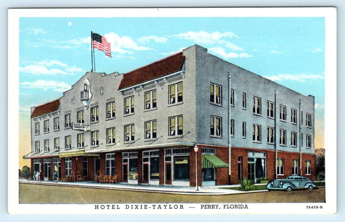PERRY, Florida FL ~ Roadside HOTEL DIXIE TAYLOR c1930s ~ C.A. Couver Postcard