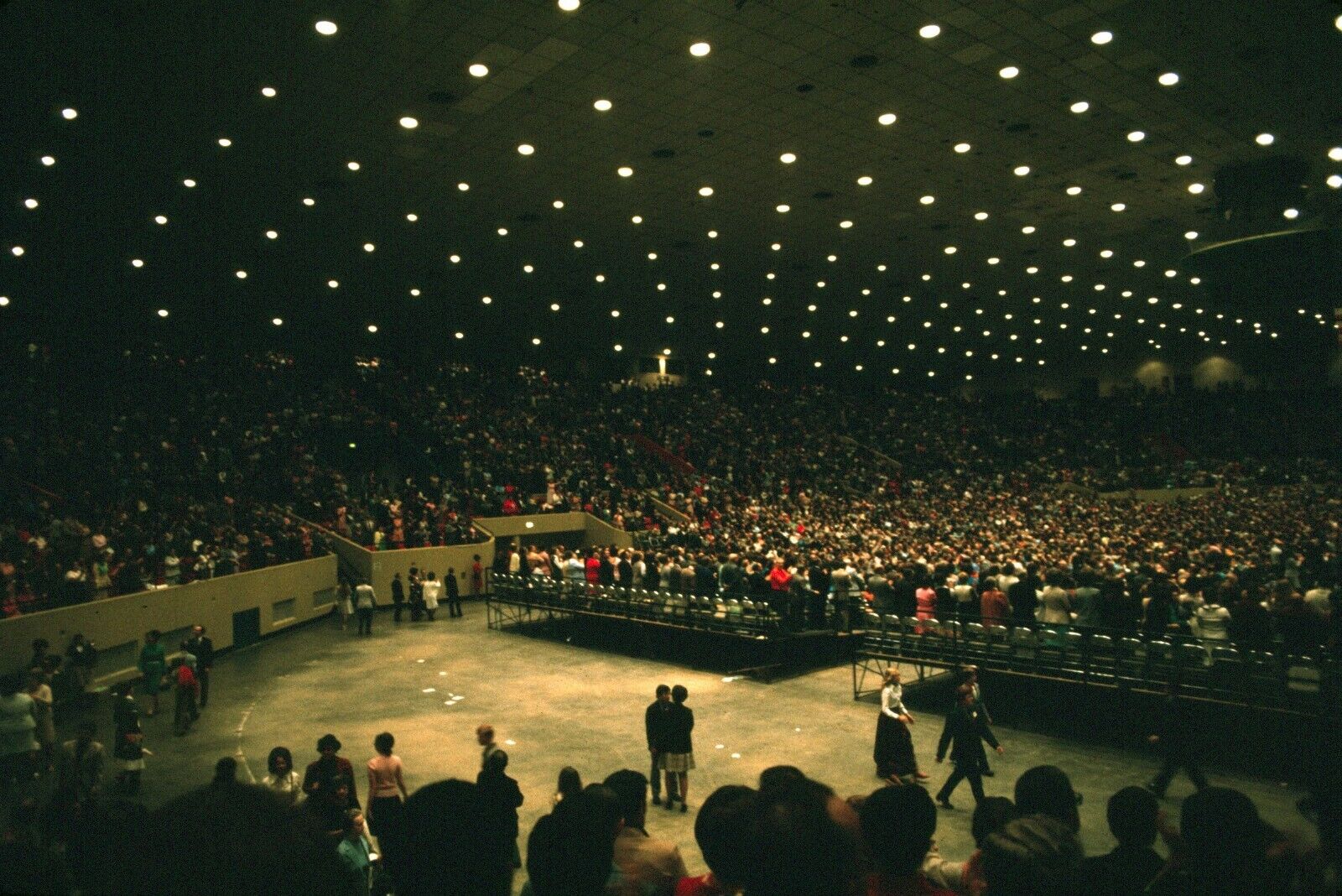 1974 Crowd Audience Sitting in Basketball Gymnasium #2 70s Vintage 35mm Slide