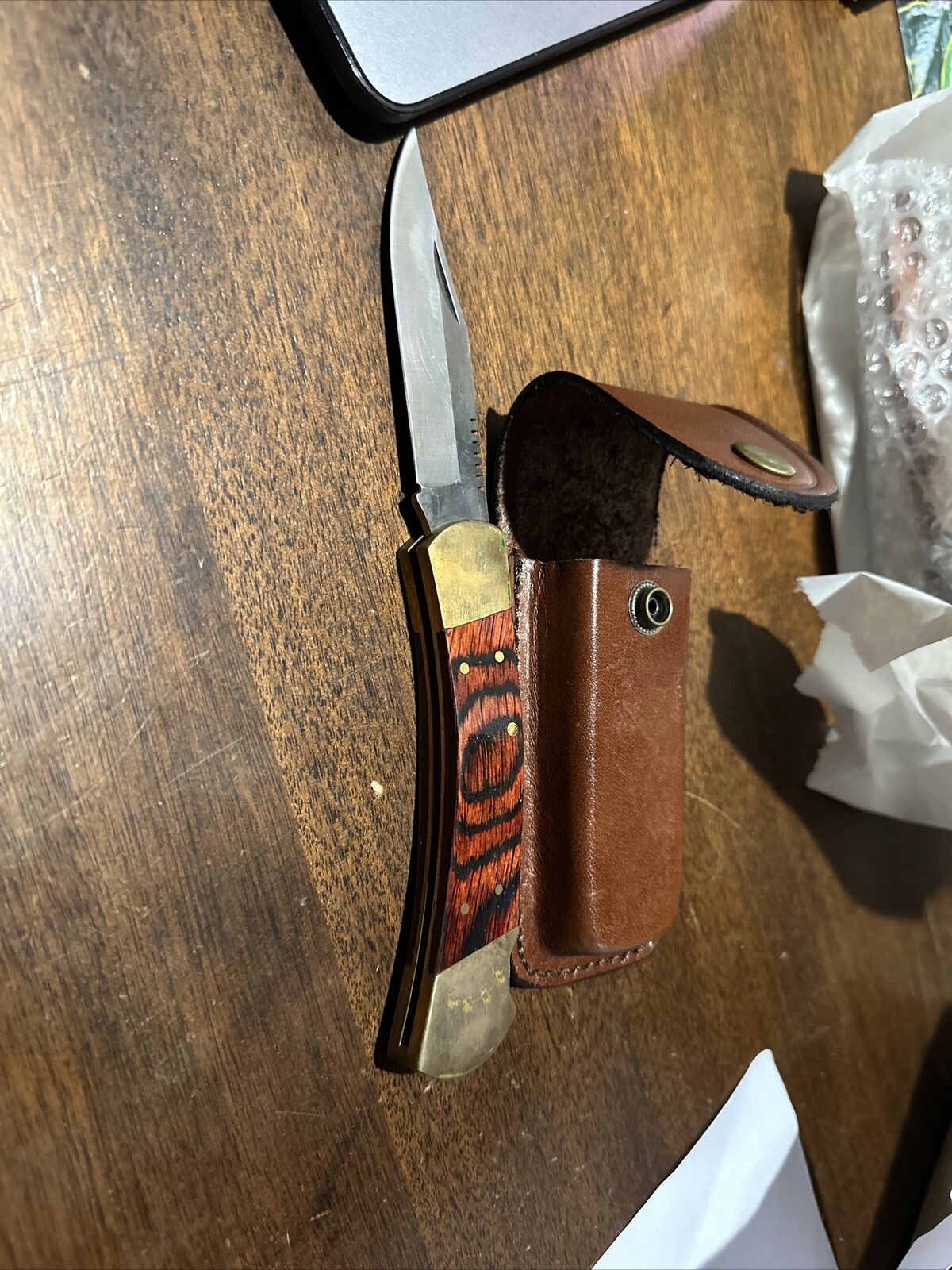 Vintage, Sears Lockback Knife with Leather Sheath, 95752, 3-1/2\