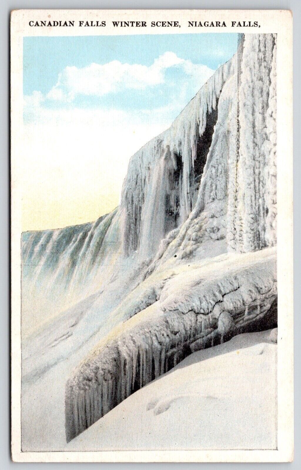 Canadian Falls Winter Niagara Falls Frozen Waterfalls Historic Snow VNG Postcard