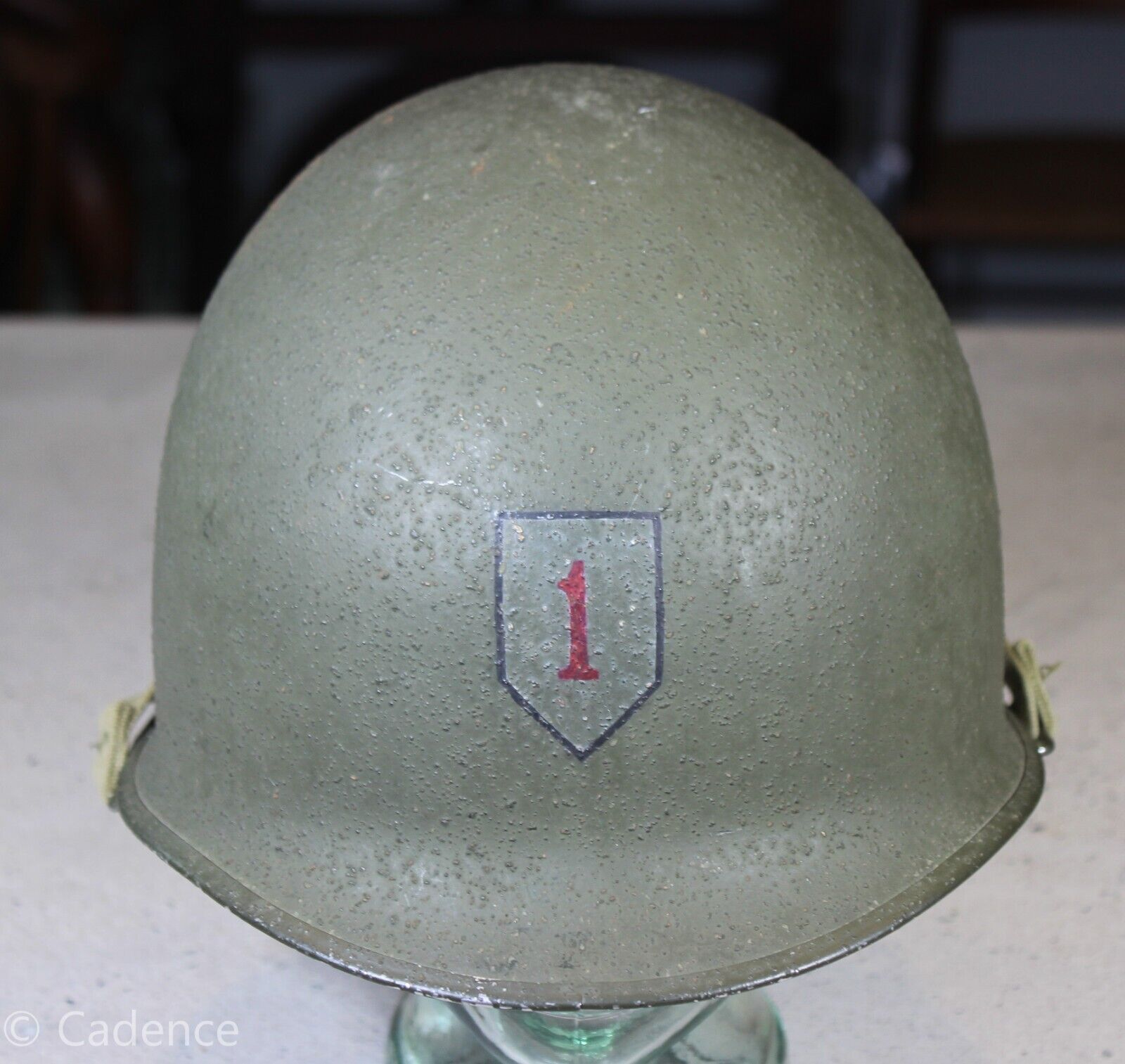 US WW2 1st Infantry Division Painted M1 Helmet Shell Front Seam Swivel Reenactor