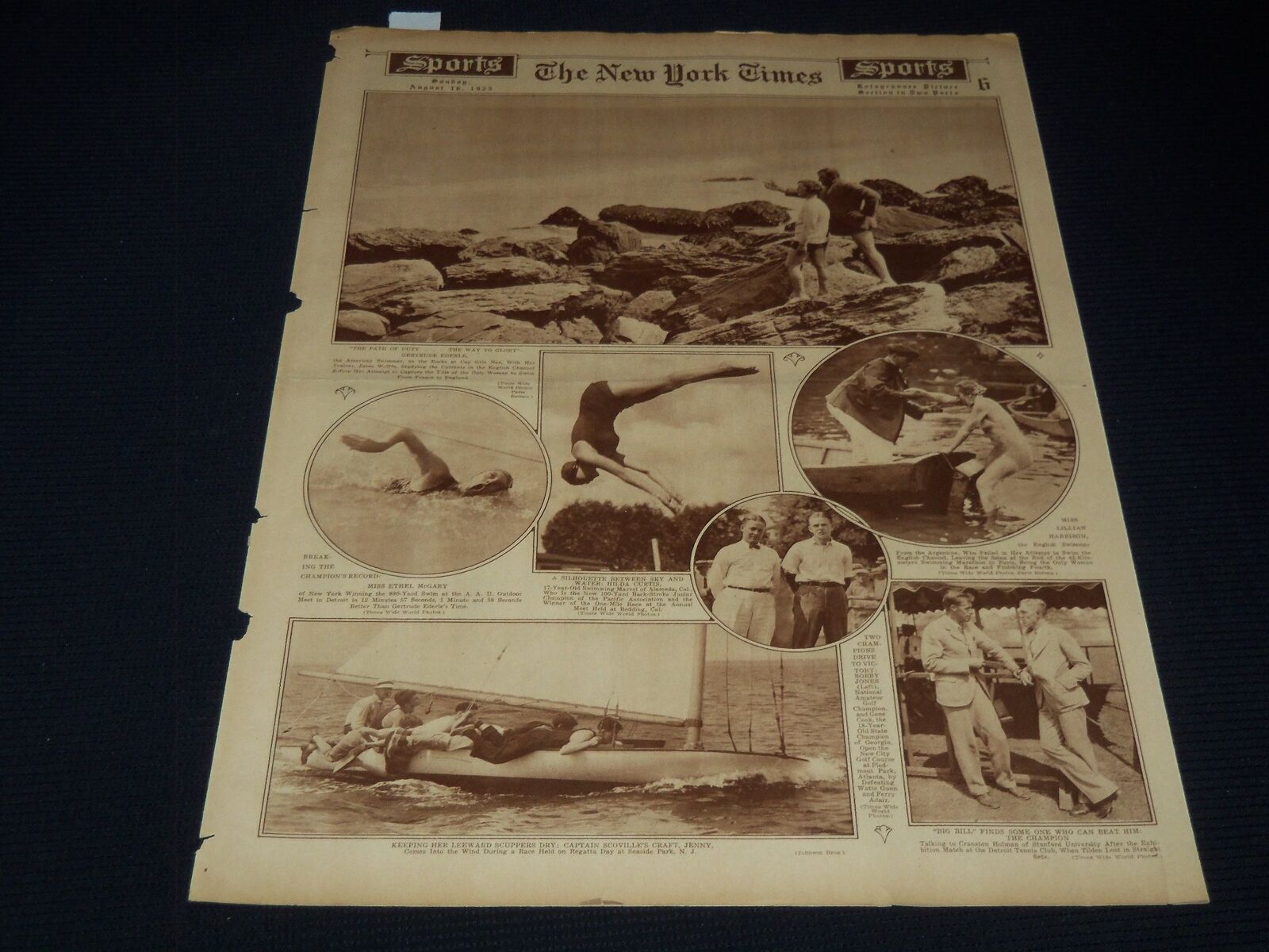 1925 AUGUST 16 NEW YORK TIMES PICTURE SECTION - BOBBY JONES - BABE RUTH- NT 9473