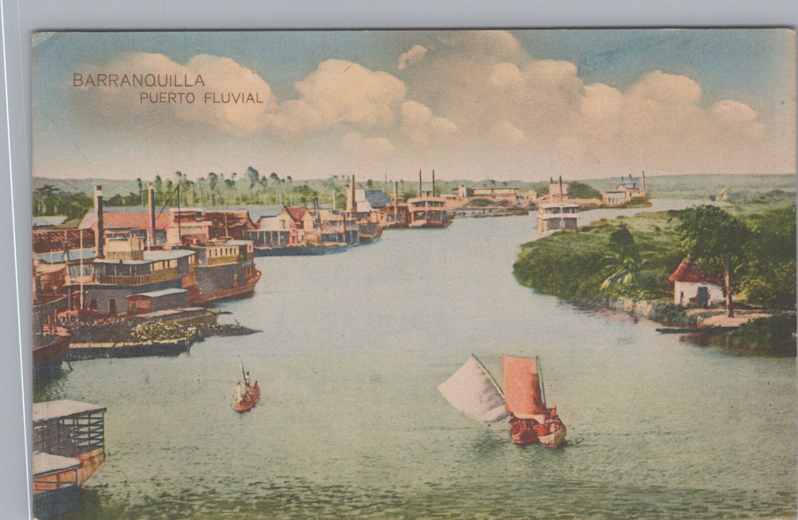 Postcard Barranquilla Puerto Fluvial Colombia 