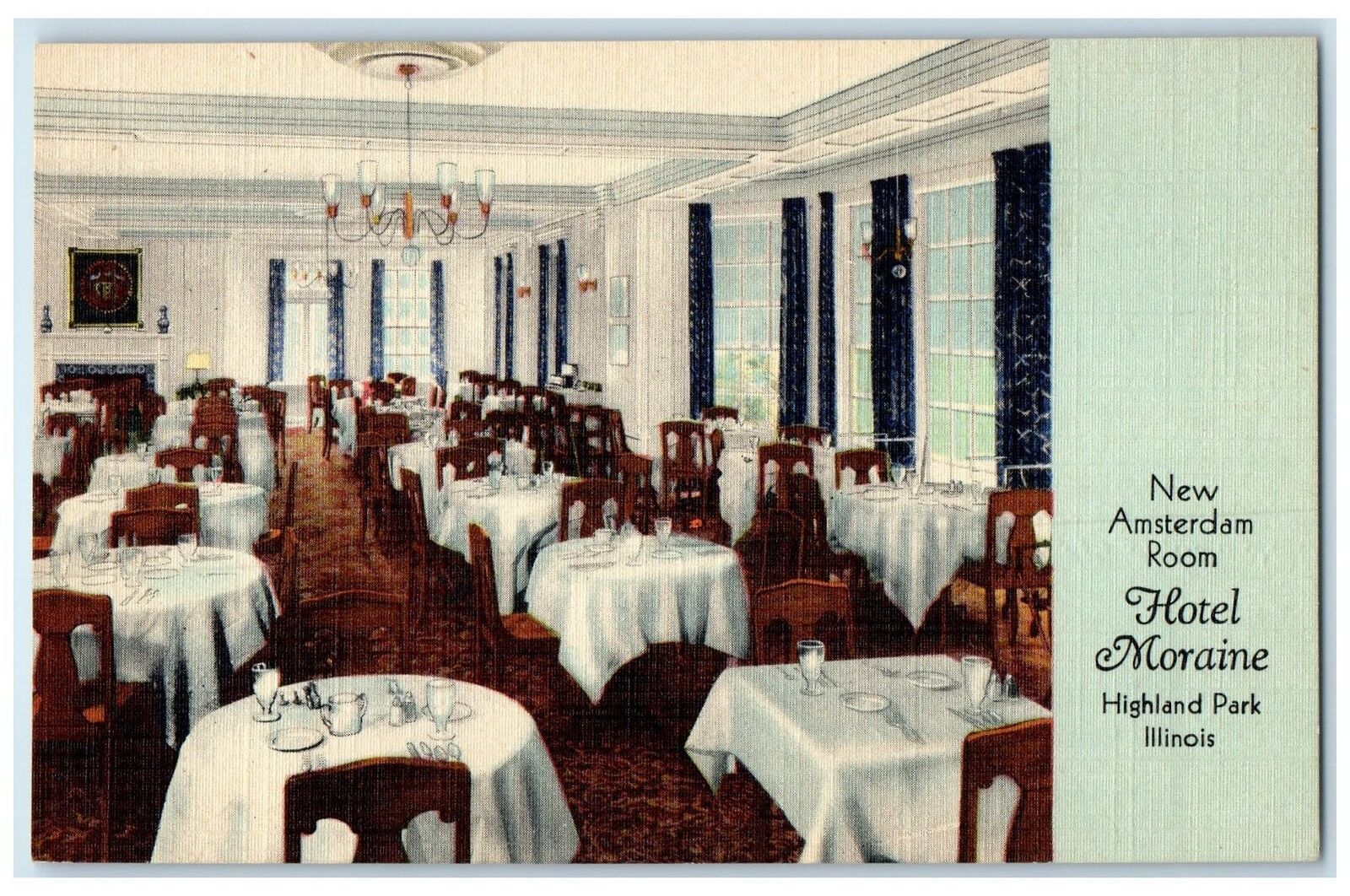 c1940s Hotel Moraine Dining Interior Scene Chicago Illinois IL Unposted Postcard