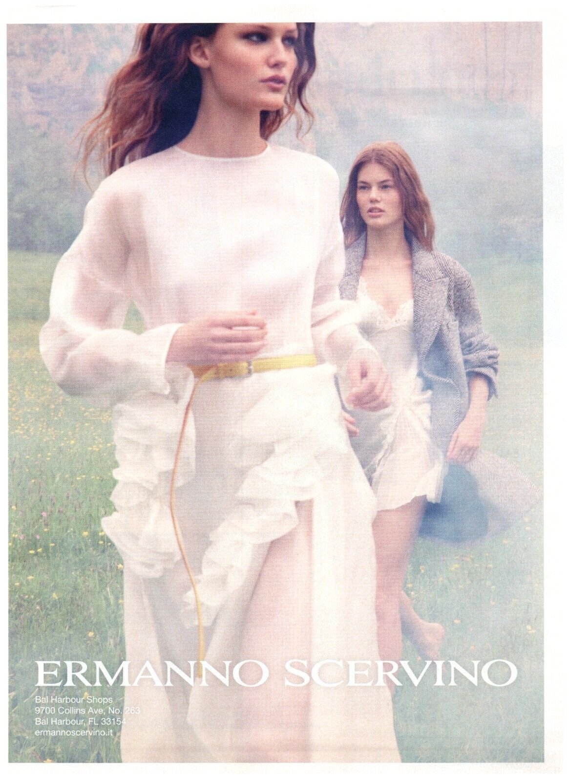 2018 Ermanno Scervino Print Ad Gorgeous Sexy Models Barefoot Field Lingerie Coat