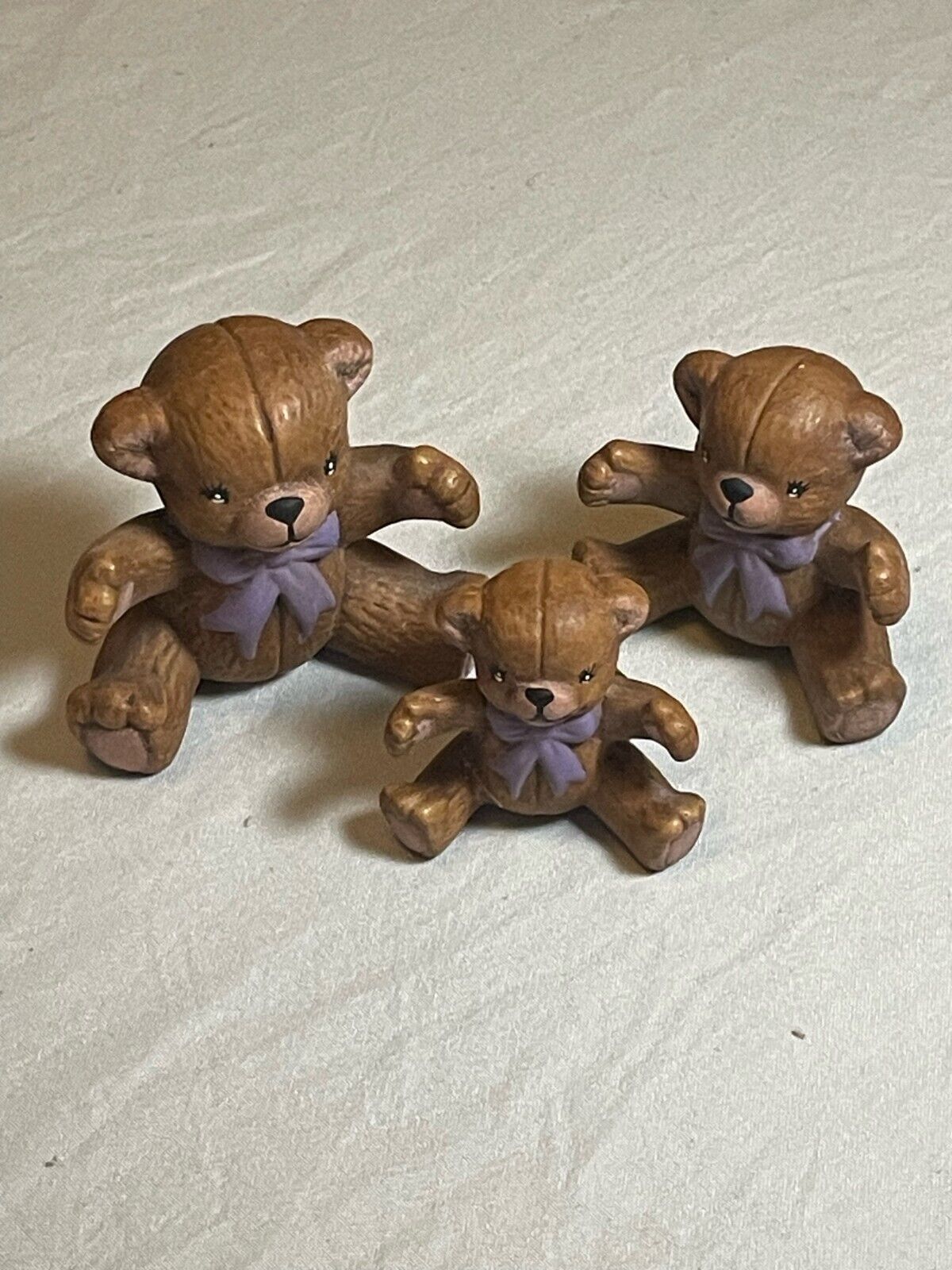 Vintage Ceramic Teddy Bear Figurines Lot of 3 Cute Big Medium Small