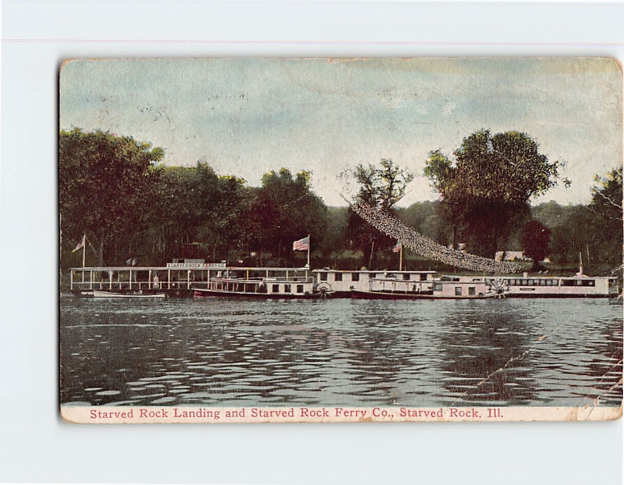 Postcard Starved Rock Landing & Starved Rock Ferry Co. Starved Rock Illinois USA