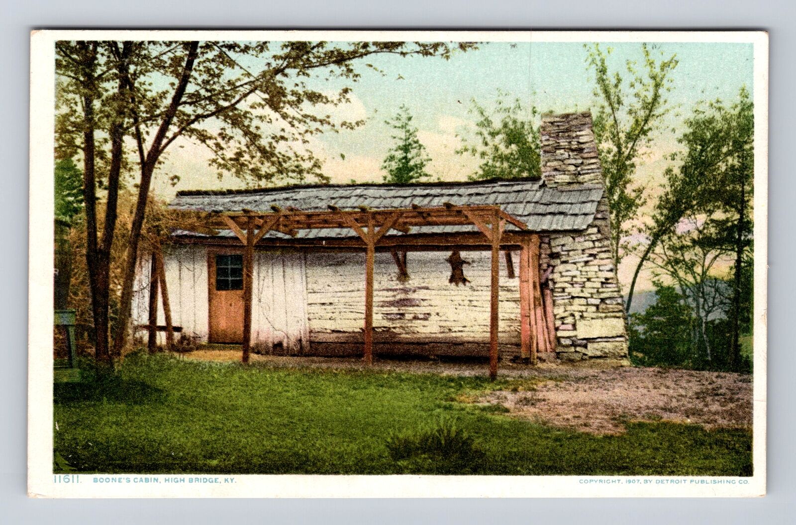 High Bridge KY-Kentucky, Boone's Cabin, Antique, Vintage Souvenir Postcard