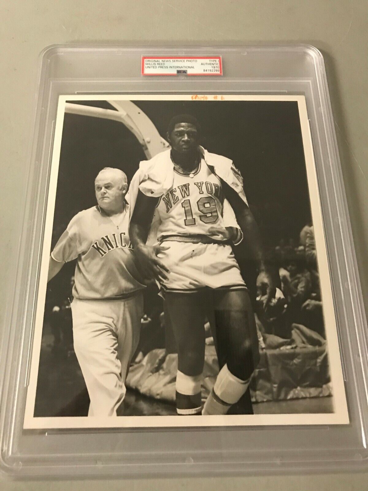 HISTORIC NY Knicks Willis Reed United Press PSA/DNA Type 1 Photo 1969 NBA FINALS