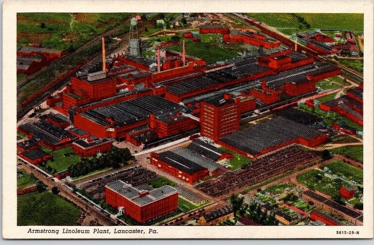 LANCASTER, PA. POSTCARD Armstrong Linoleum Plant, Aerial View