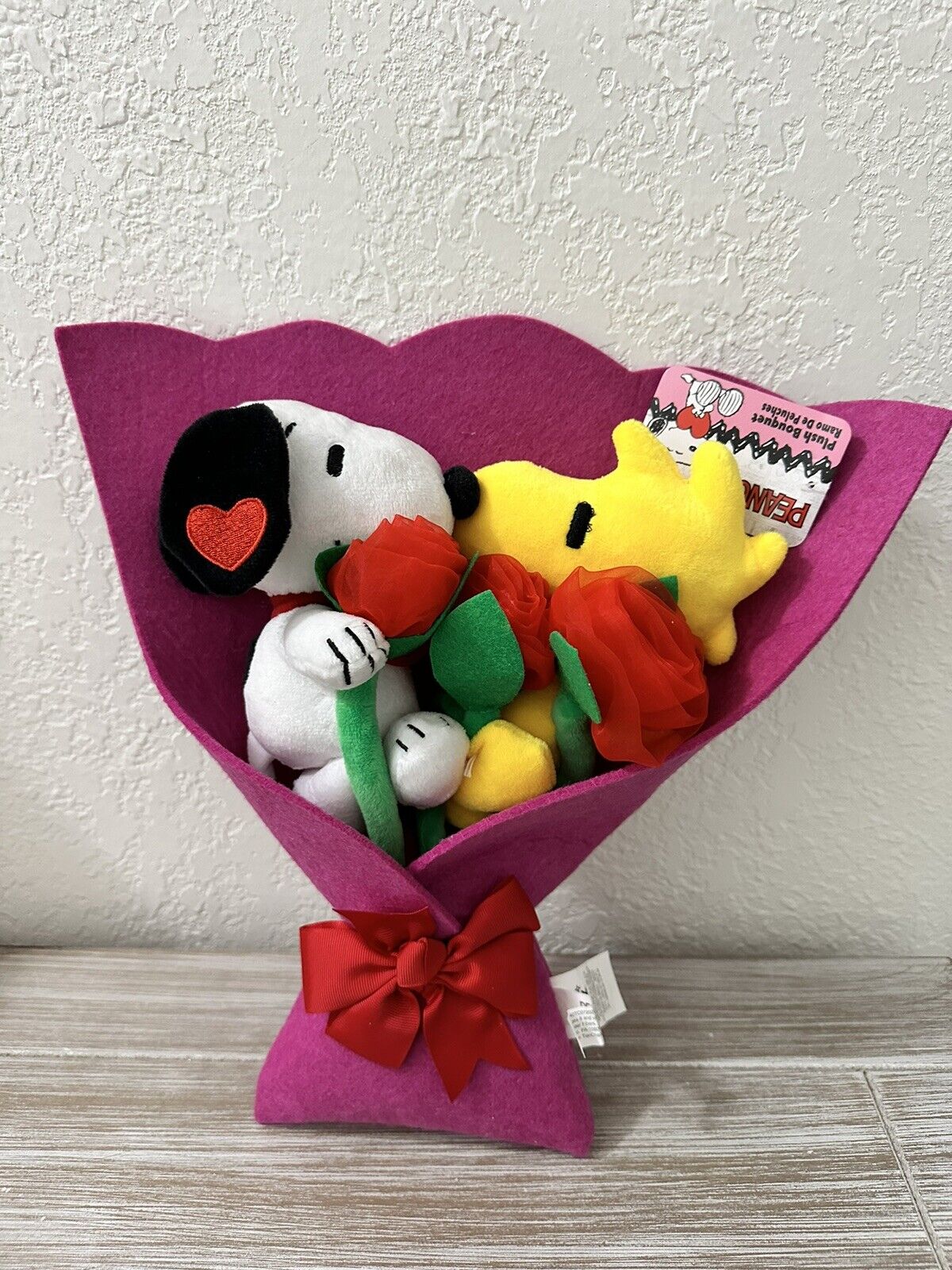 Peanuts Valentine’s Day 2024 Snoopy & Woodstock Floral Plush Bouquet NWT