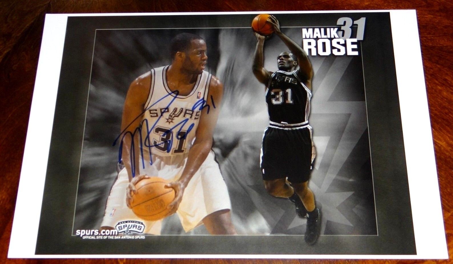MALIK ROSE SAN ANTONIO SPURS SIGNED 12X18 PHOTO NBA