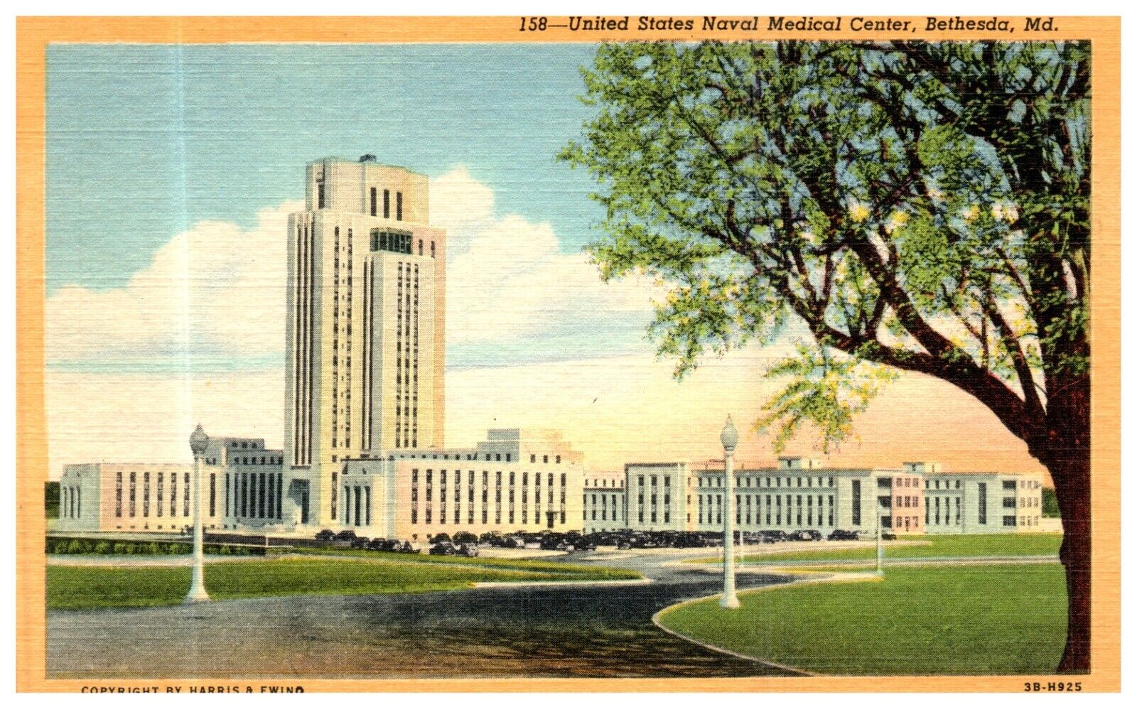 Maryland Bethesda US Naval Medical Center 1943 Vintage Linen Postcard-L2-82