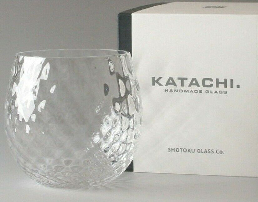 Shotoku glass Usuhari Japanese Rock cup Katachi Check Handcraft Japan 260ml