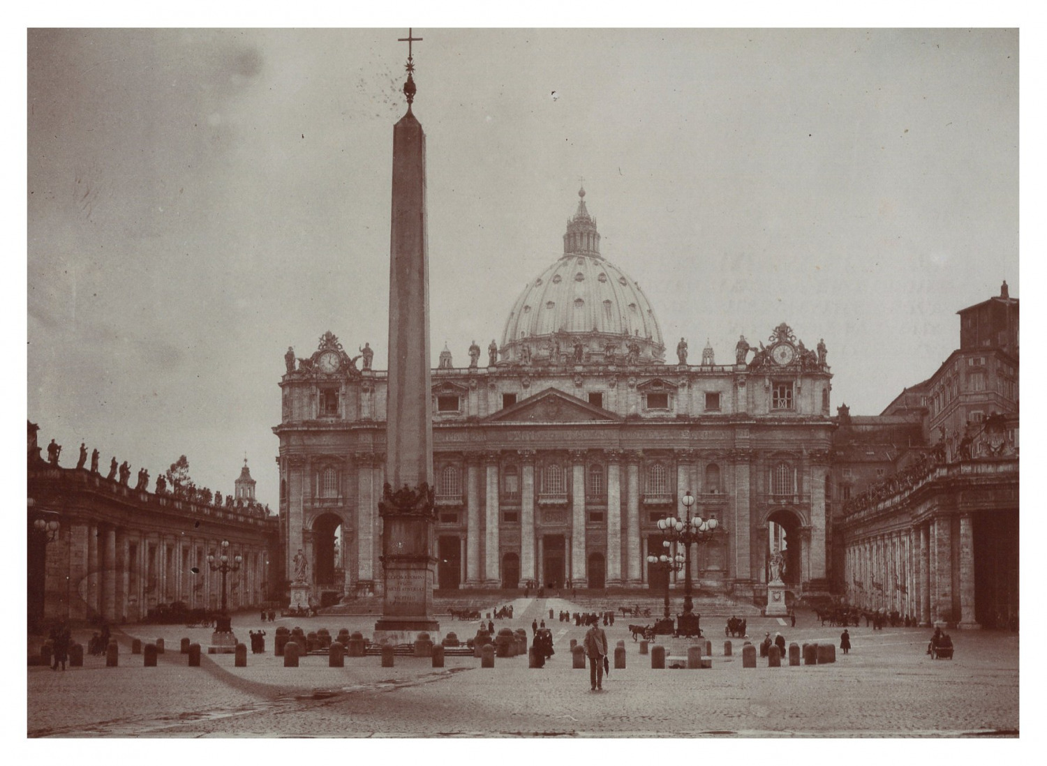Italy, Rome, St. Peter's Square, Vintage Print, circa 1900 Vintage Print