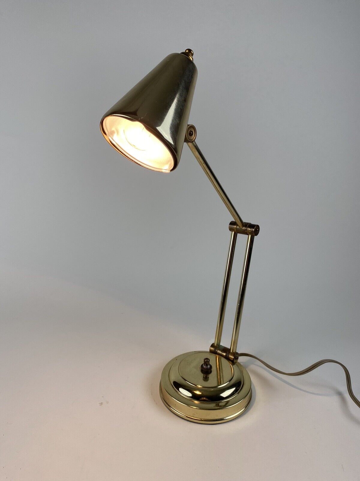 Vintage Brass Articulated Desk Lamp Architect Pharmacy Research Handsome