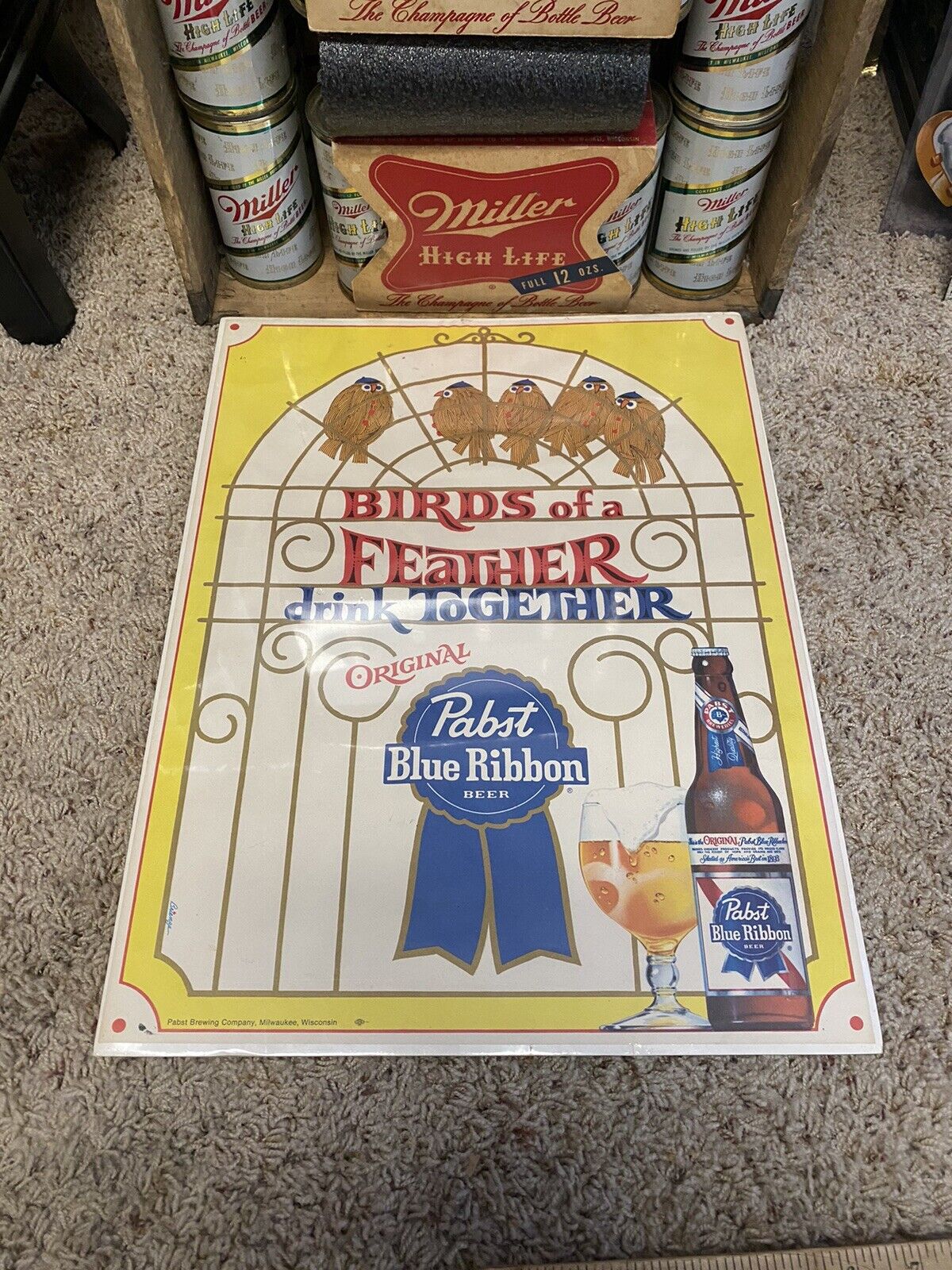 Pabst Blue Ribbon Beer Sign Milwaukee Wi Birds Of A Feather Drink together