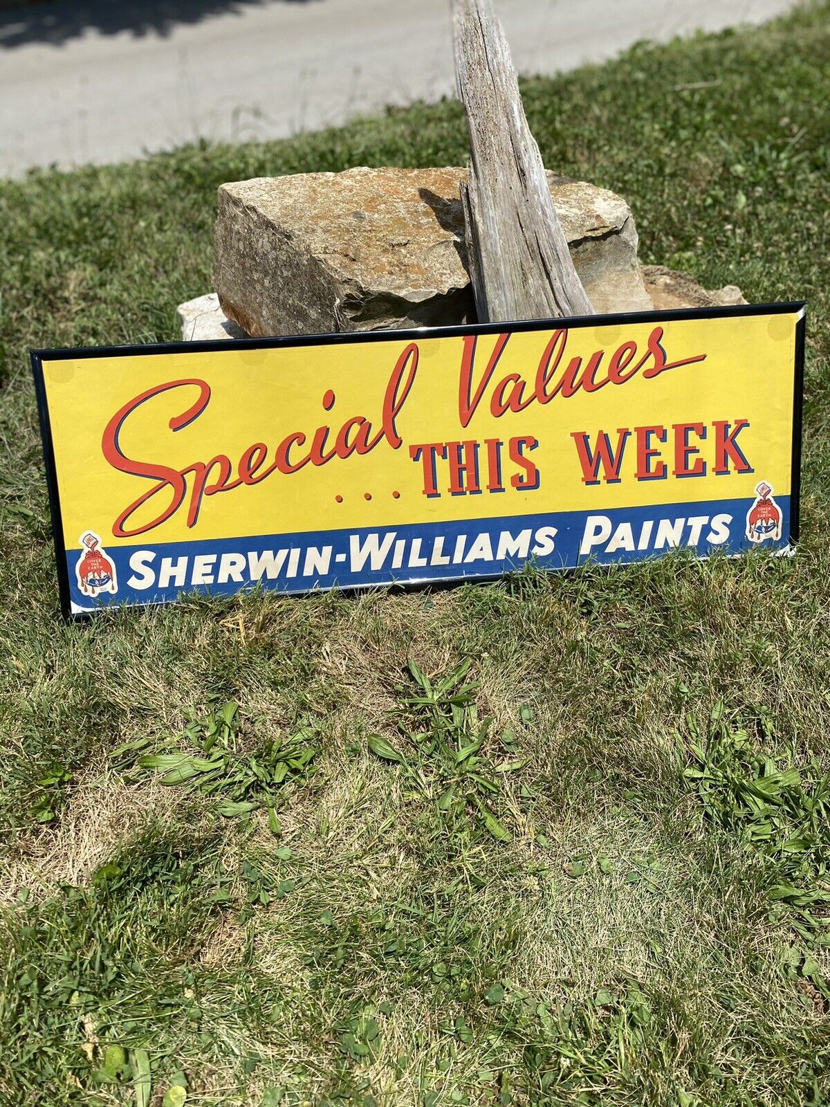 1940s Sherwin-Williams Litho advertisement sign 12x36 Rare