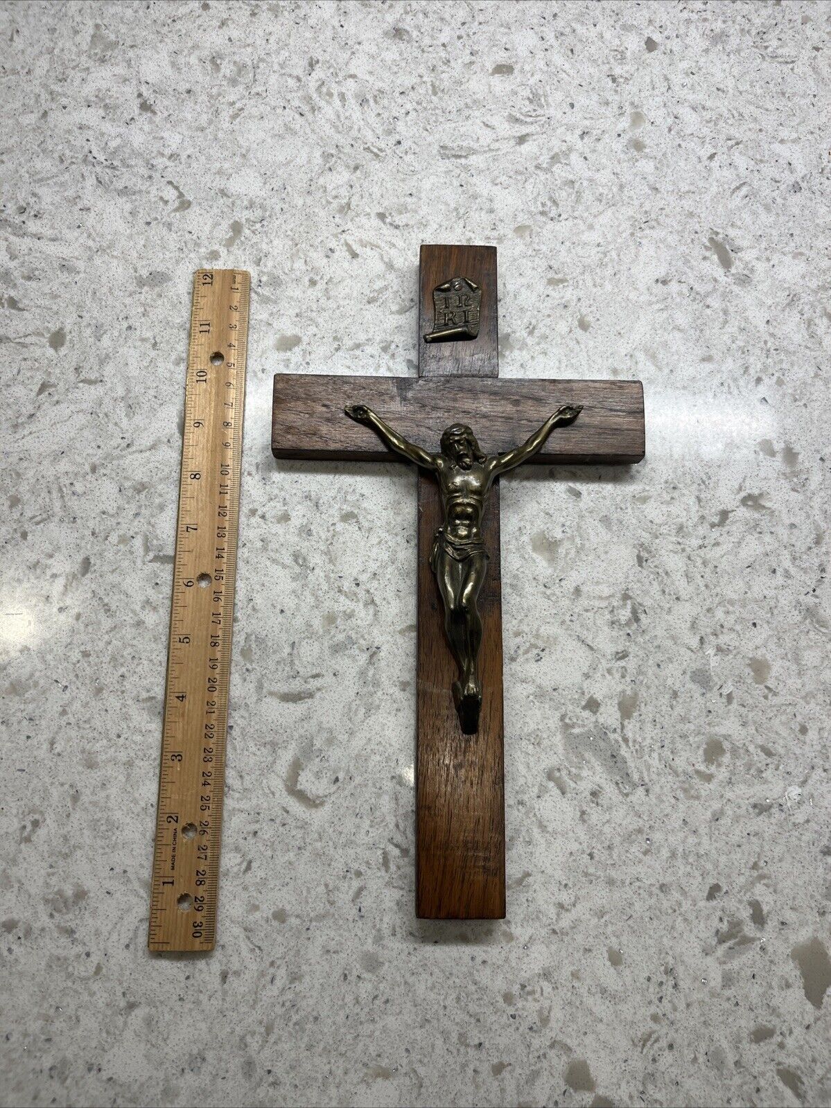 Crucifix Bronze And Wood 12”