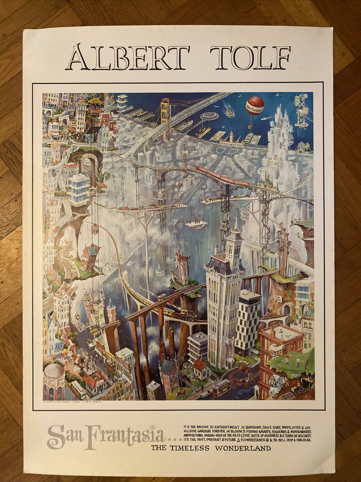 Vintage SAN FRANTASIA (SAN FRANCISCO) Fantasy Map Poster ALBERT TOLF 1964 Print