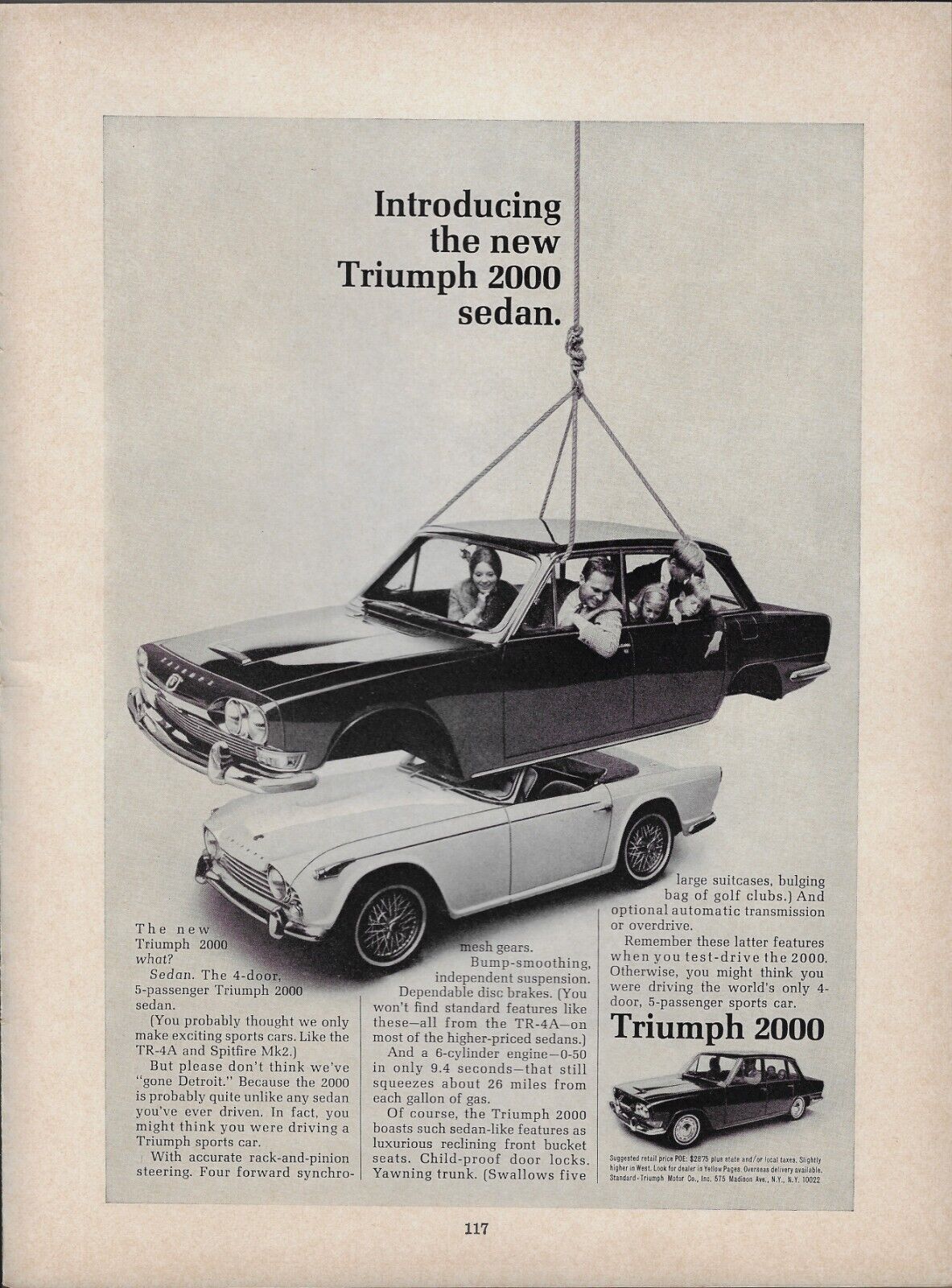 1966 Triumph 2000 Sedan 5 Passenger Like Driving Sports Car Vintage PRINT AD