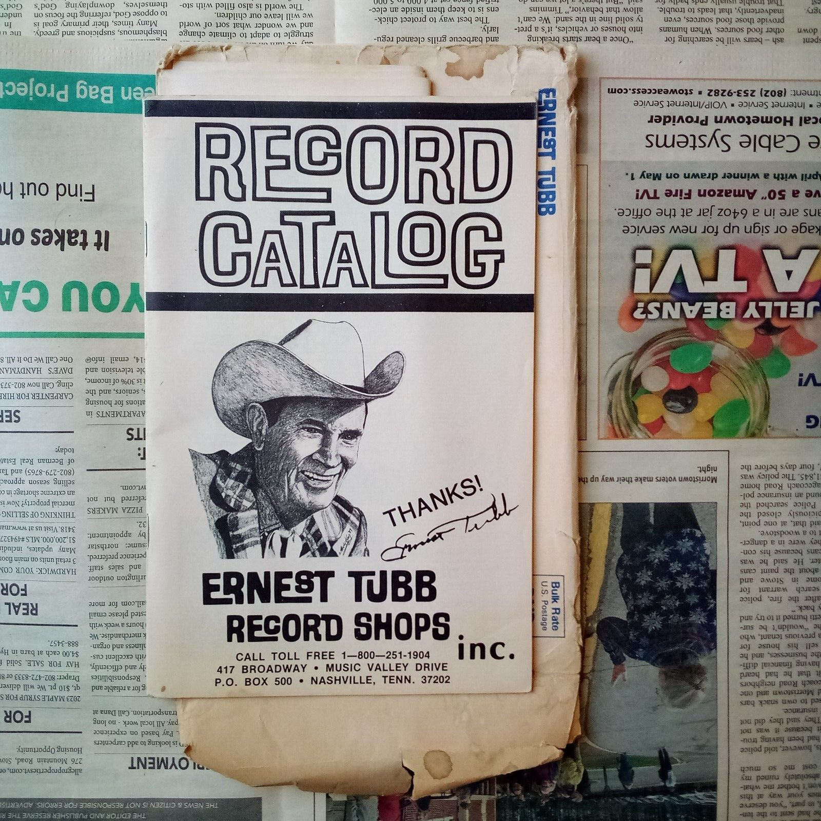 Ernest Tubb Record Catalog c. 1978 + Ephemera