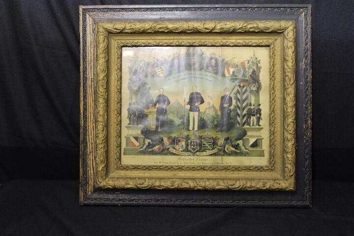 Rare Framed German Remembrance of Service Certificate, Early 20th Century