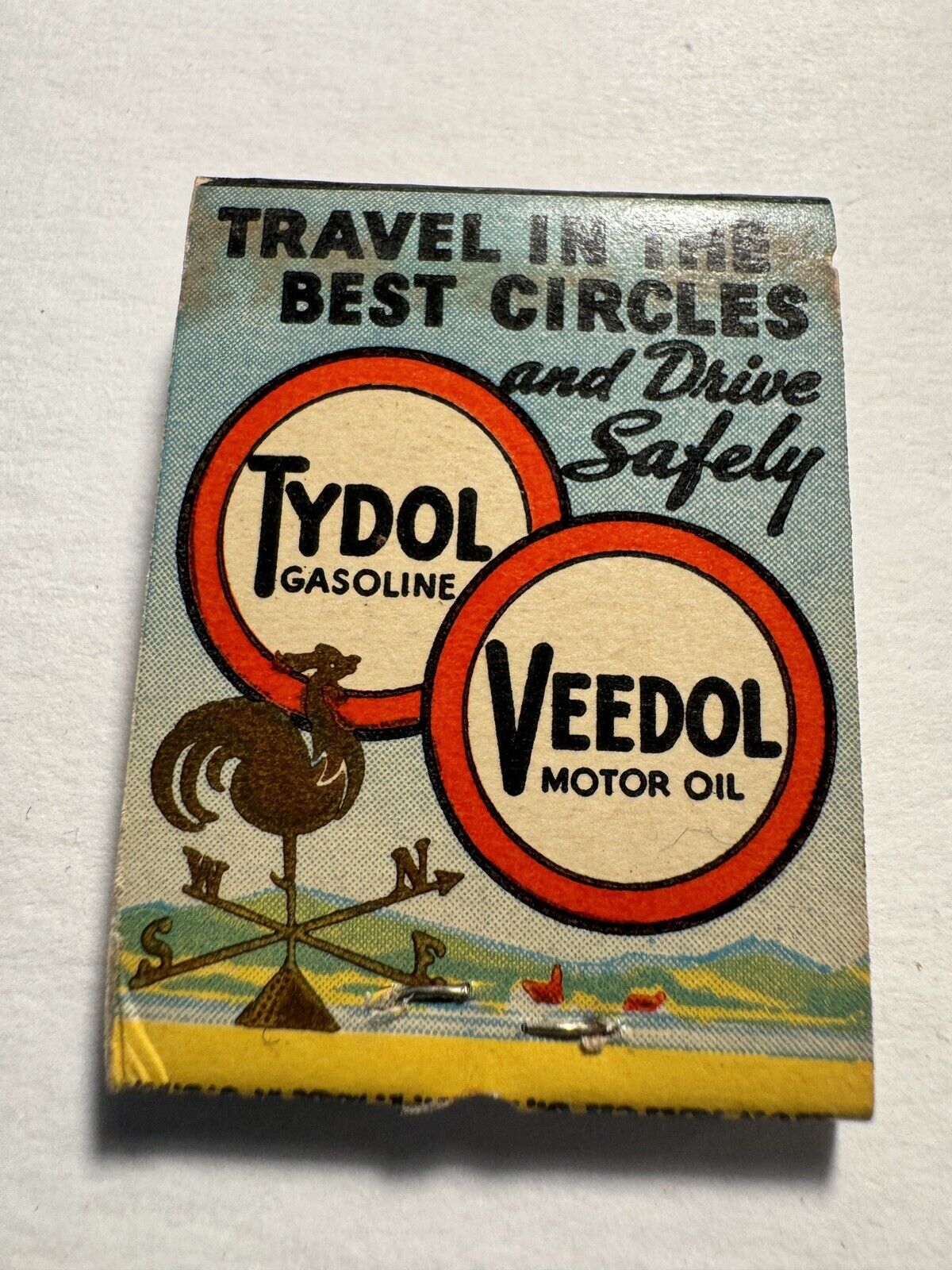 VEEDOL MOTOR OIL TYDOL GASOLINE / Cohoes, New York / Feature Matchbook Unstruck