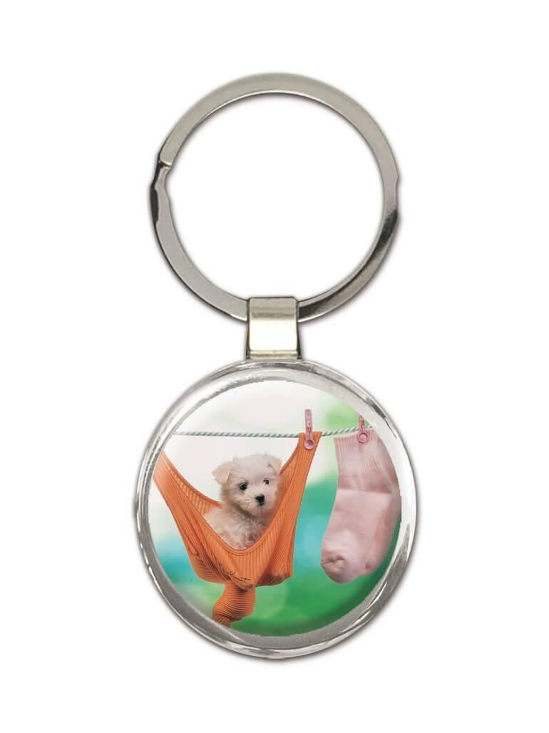 Gift Keychain : Maltese Dog Pet Animal Puppy Sock Cute Canine Dogs Pets