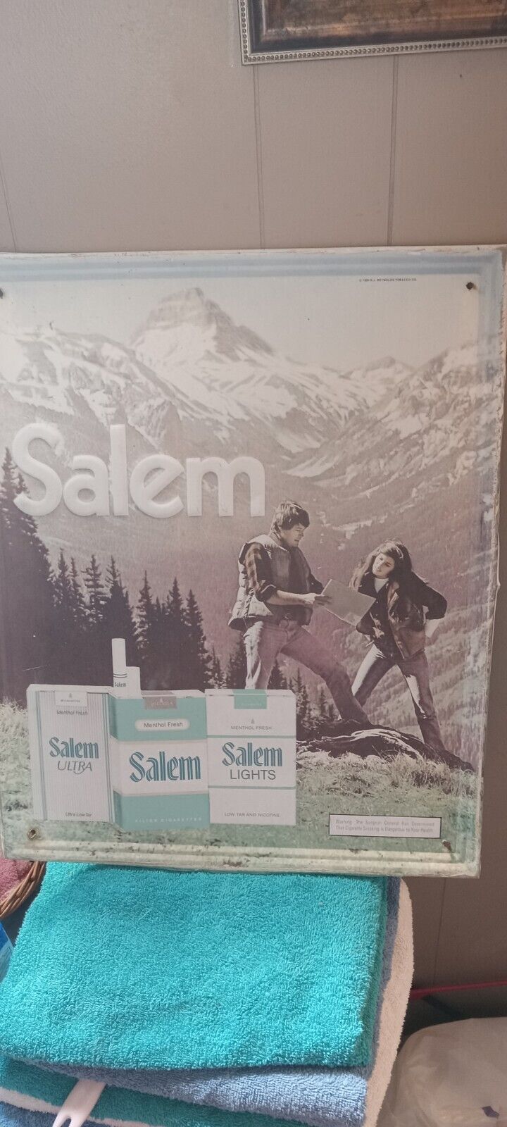 17 x 21 original 1981 salem cigarettes metal advertising sign man cave tobacco 